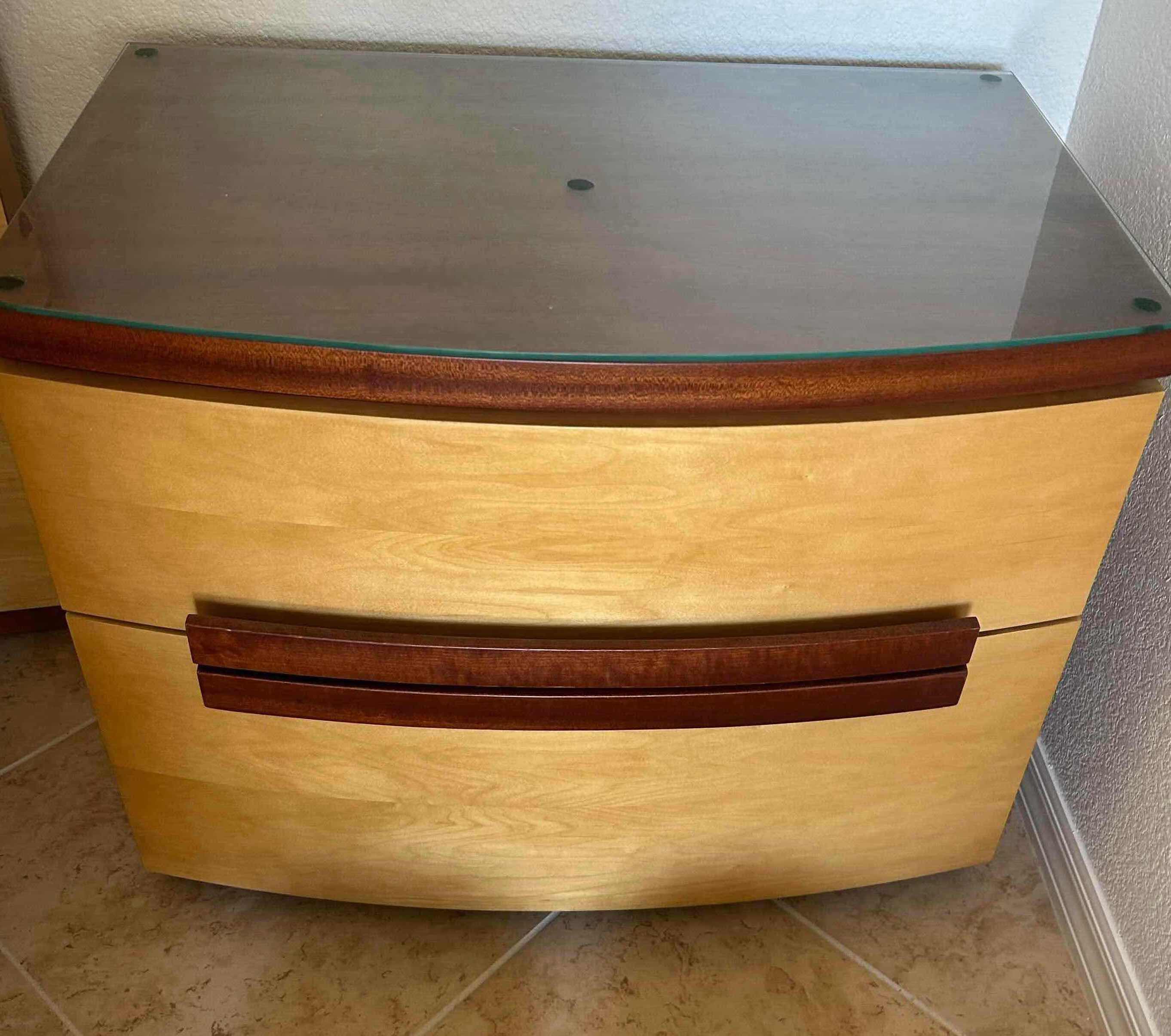 View 2 of MAPLE ART DECO MID CENTURY 2 DRAWER NIGHT STAND 30" X 19" H 24"