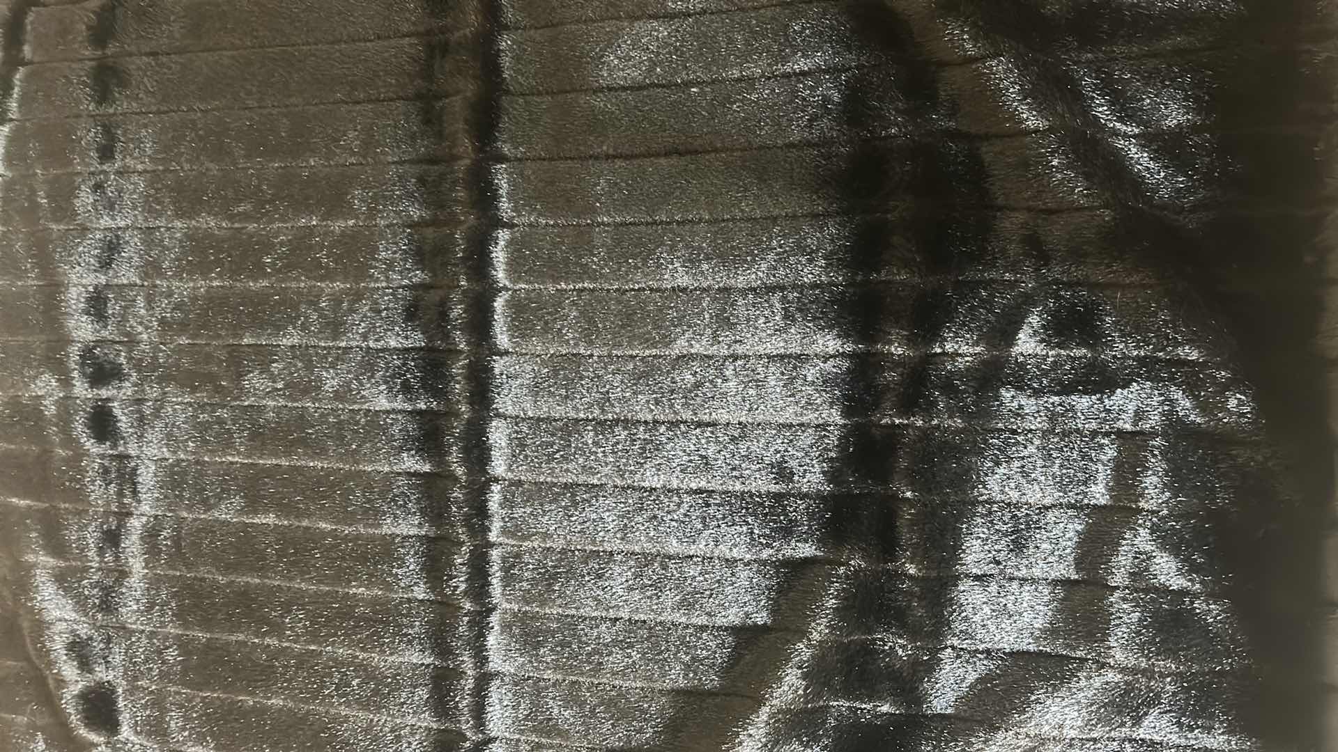 Photo 1 of BLACK RIBBED PARK AVENUE FAUX FUR PLUSH ACCENT THROW BLANKETS