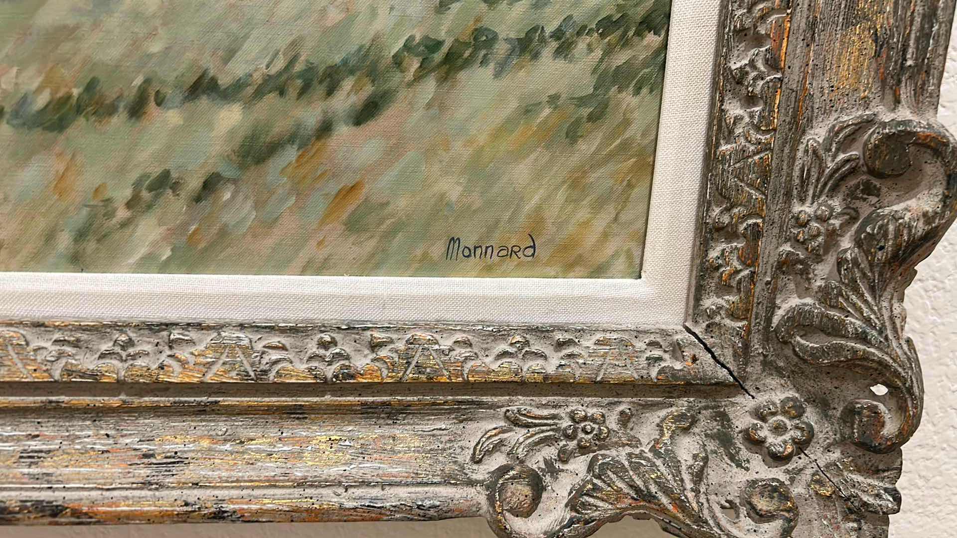 Photo 1 of ORNATE FRAMED IMPRESSIONIST FIGURAL LANDSCAPE BY MAURICE MONNARD SIGNED 26" X 22"