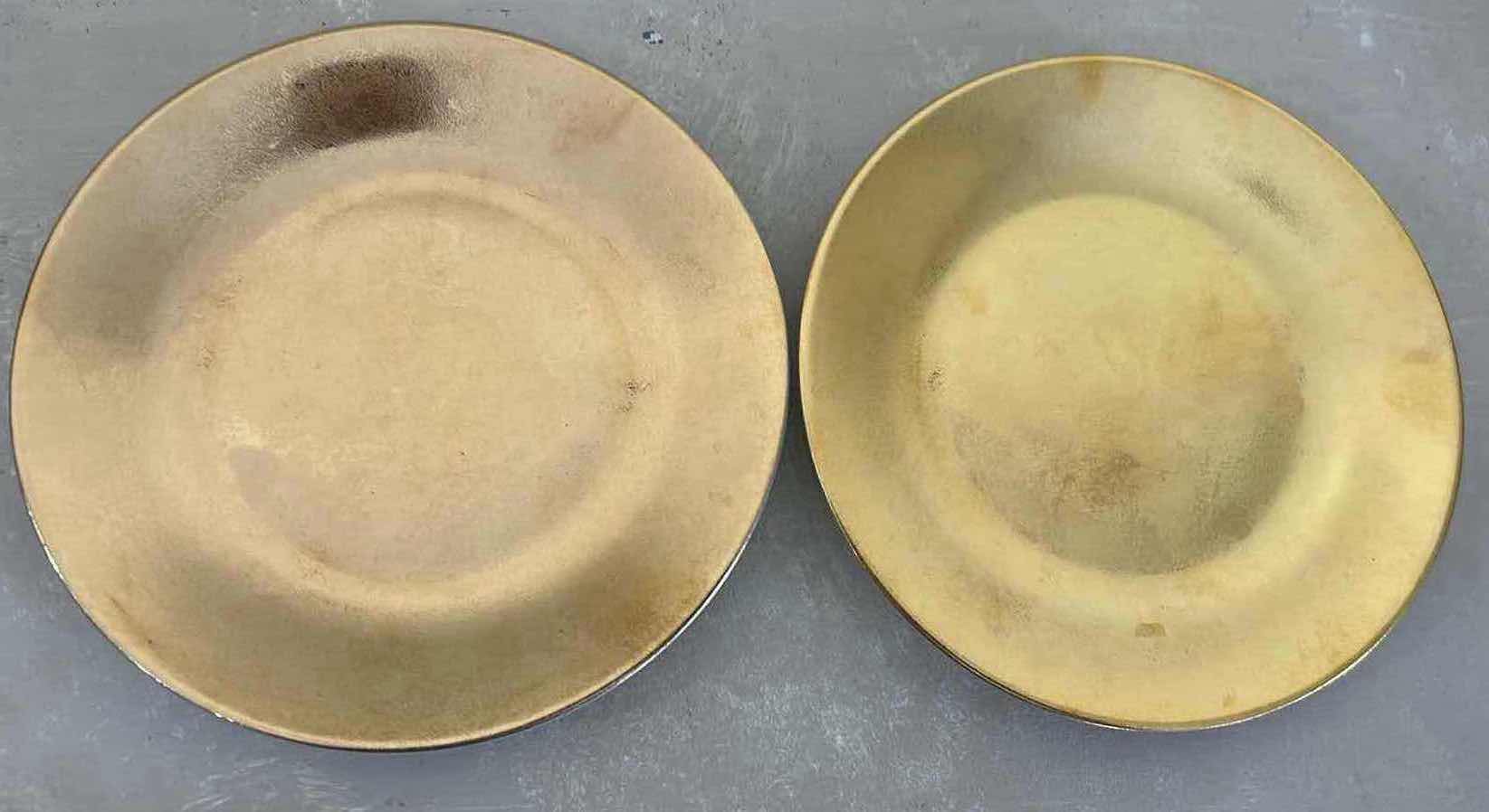 Photo 1 of 2- LIMOGES PHILIPPE DESHOULIERES ANTIQUE GOLD CARAT CANAPE PLATES (D6")