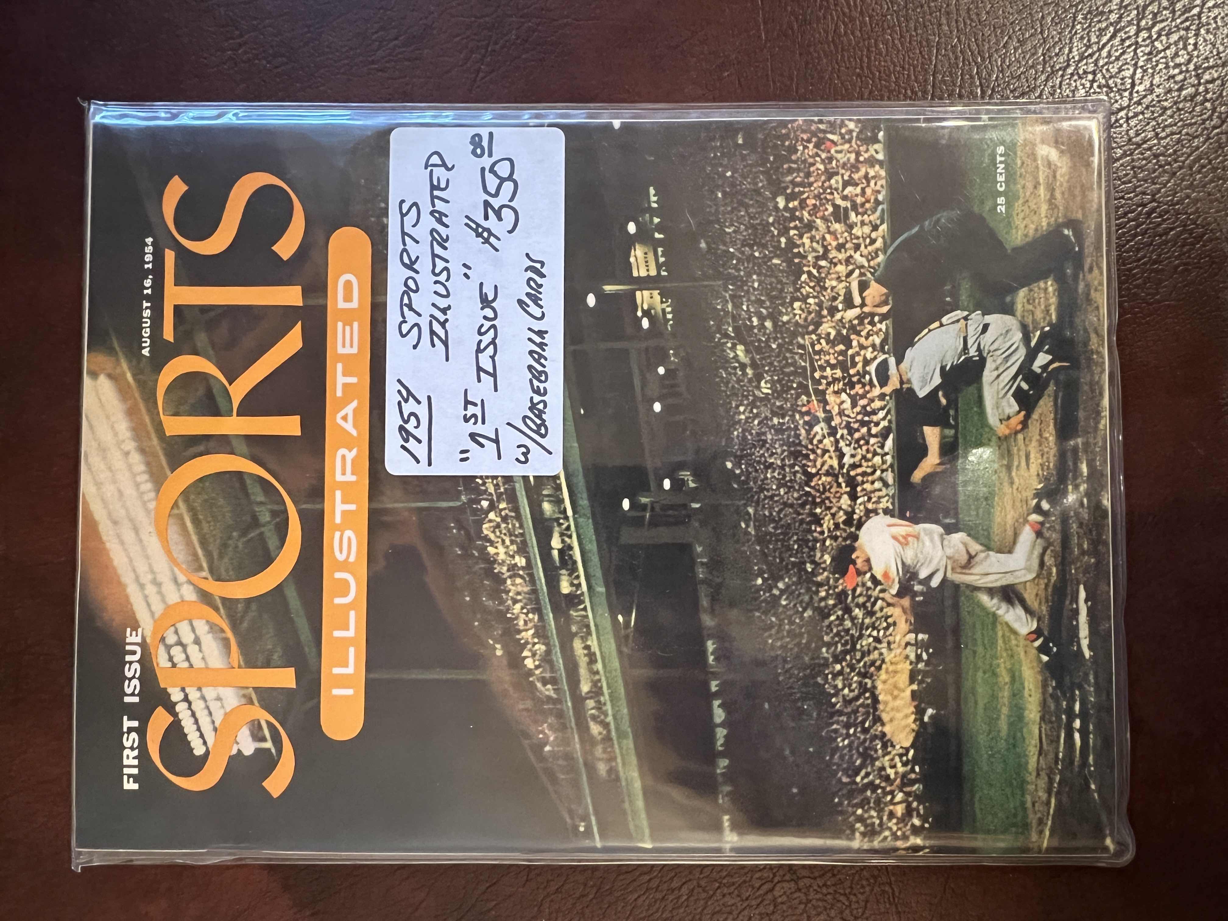 Photo 1 of 1ST ISSUE 1954 SPORTS ILLUSTRATED MAGAZINE WITH BASEBALL CARDS IN SEALED PLASTIC