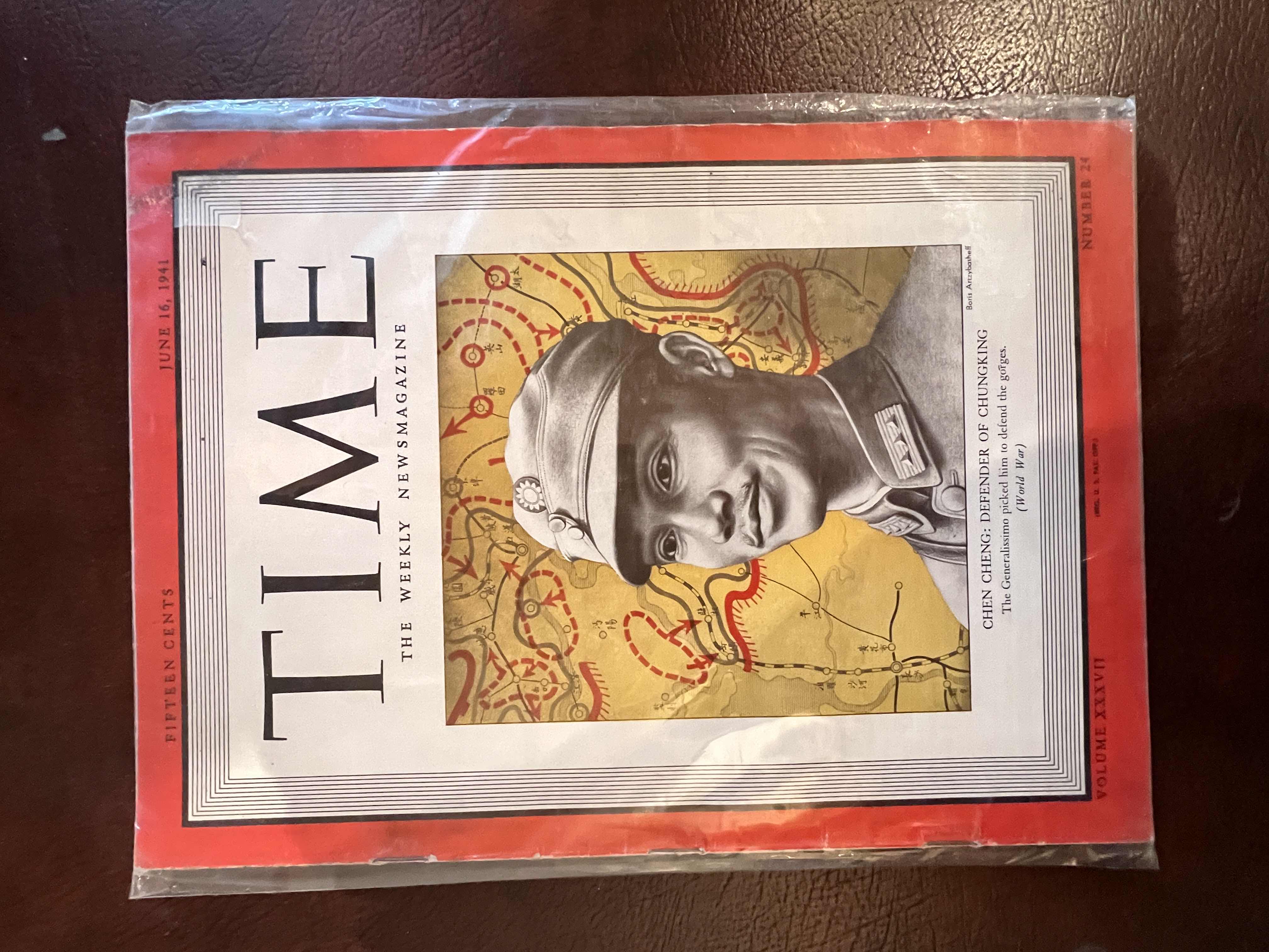 Photo 1 of 1941 TIME WEEKLY MAGAZINE NUMBER 24 FROM JUNE IN SEALED PLASTIC