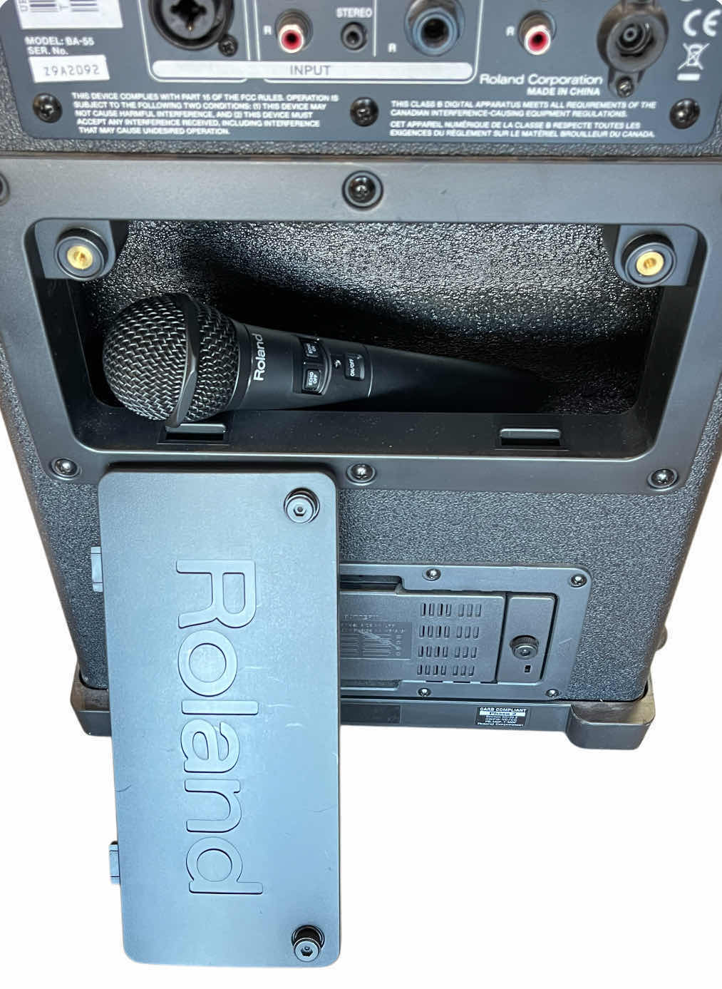 Photo 1 of ROLAND PORTABLE AMPLIFIER SPEAKER W CORDLESS MICROPHONE BA-55 $845