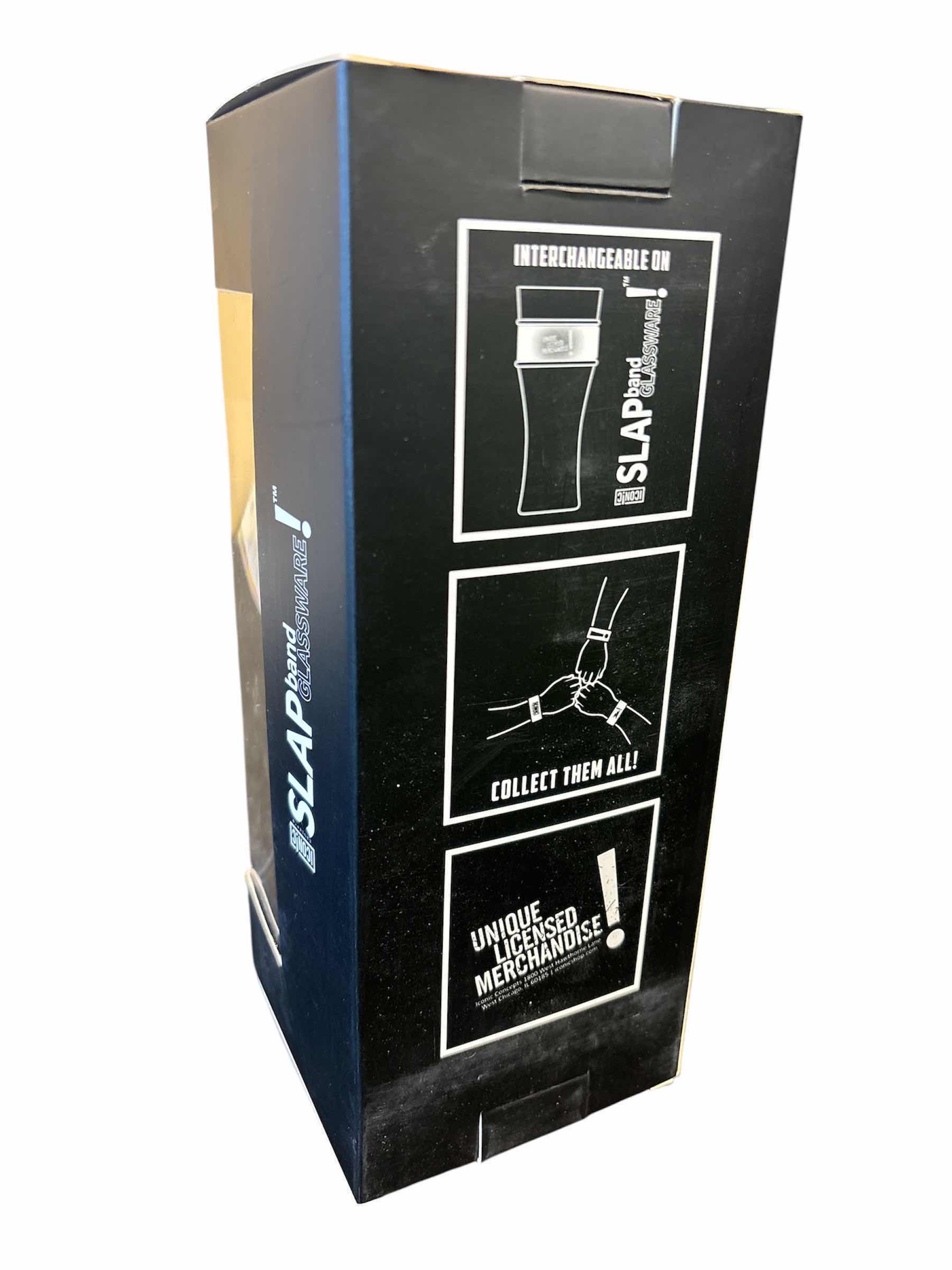 Photo 1 of NEW ICONIC CONCEPTS KISS (WHITE/BLACK) 16 OZ GLASS W INTERCHANGEABLE WRISTBAND SLAP BAND