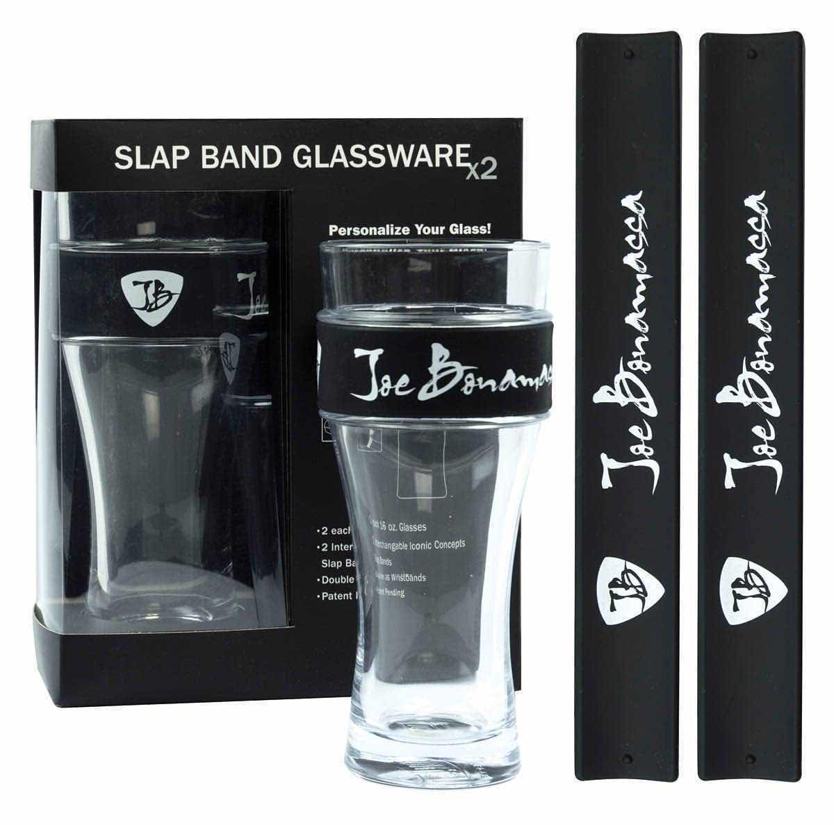 Photo 1 of NEW ICONIC CONCEPTS JOE BONAMASSA 16 OZ GLASS W INTERCHANGEABLE WRISTBAND SLAP BAND 2-PACK