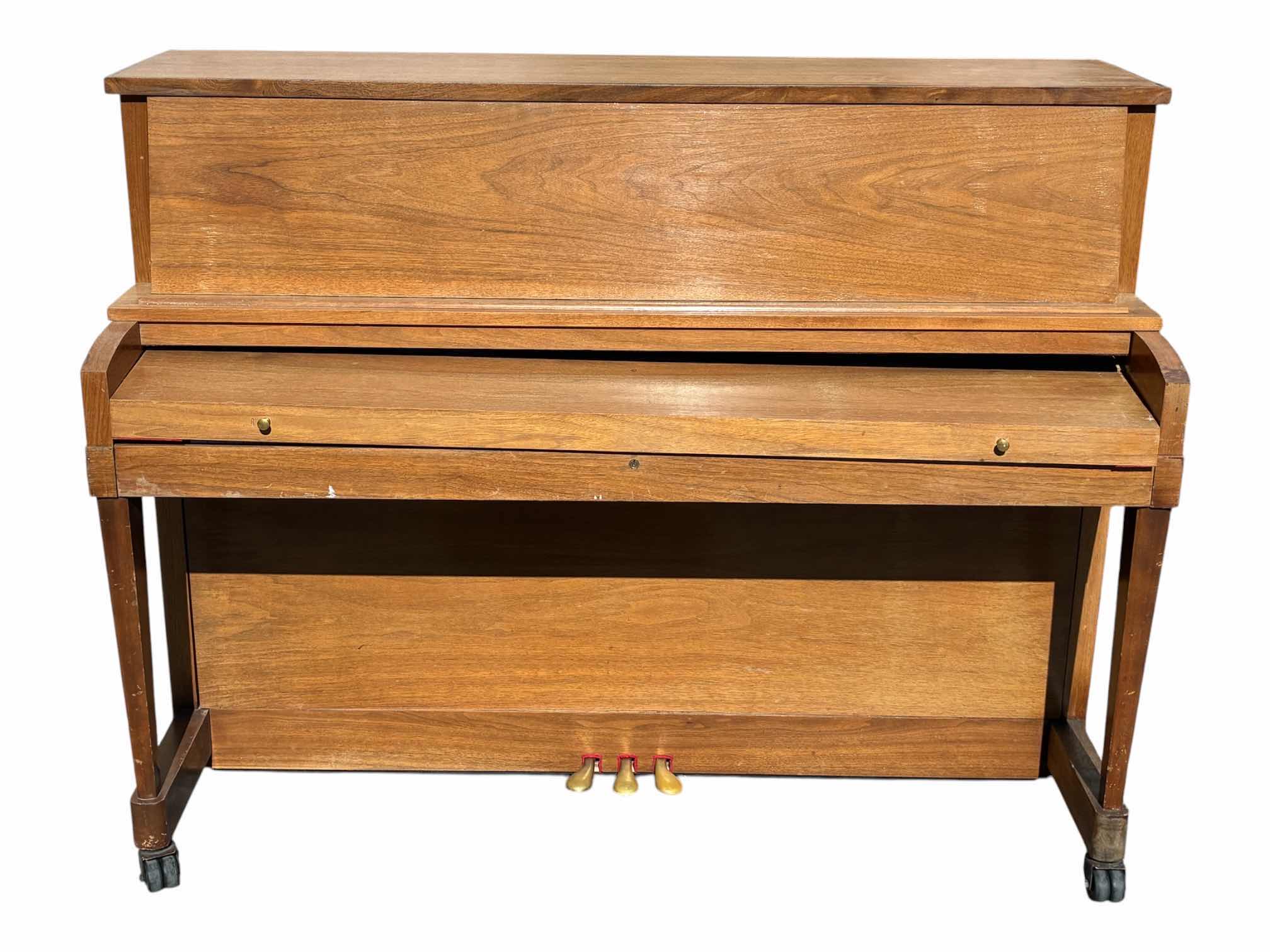 Photo 1 of BALDWIN MID-CENTURY OAKWOOD UPRIGHT PIANO 236946 58.25” X 25.5” H44.75” (READ NOTES) $700