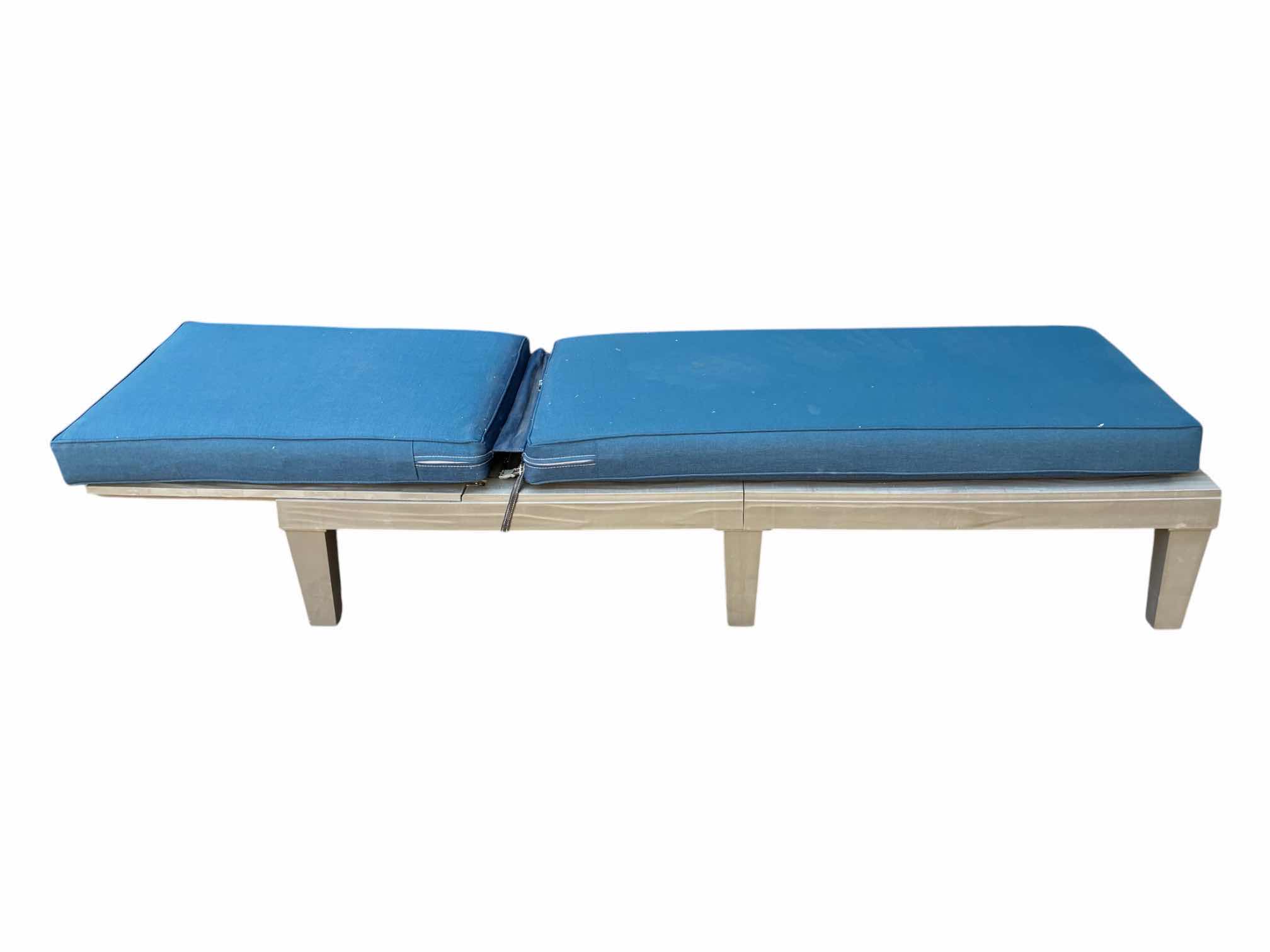 View 3 of BLUE CUSHION PLASTIC PATIO LOUNGE CHAIR 23“ X 74“ H12“