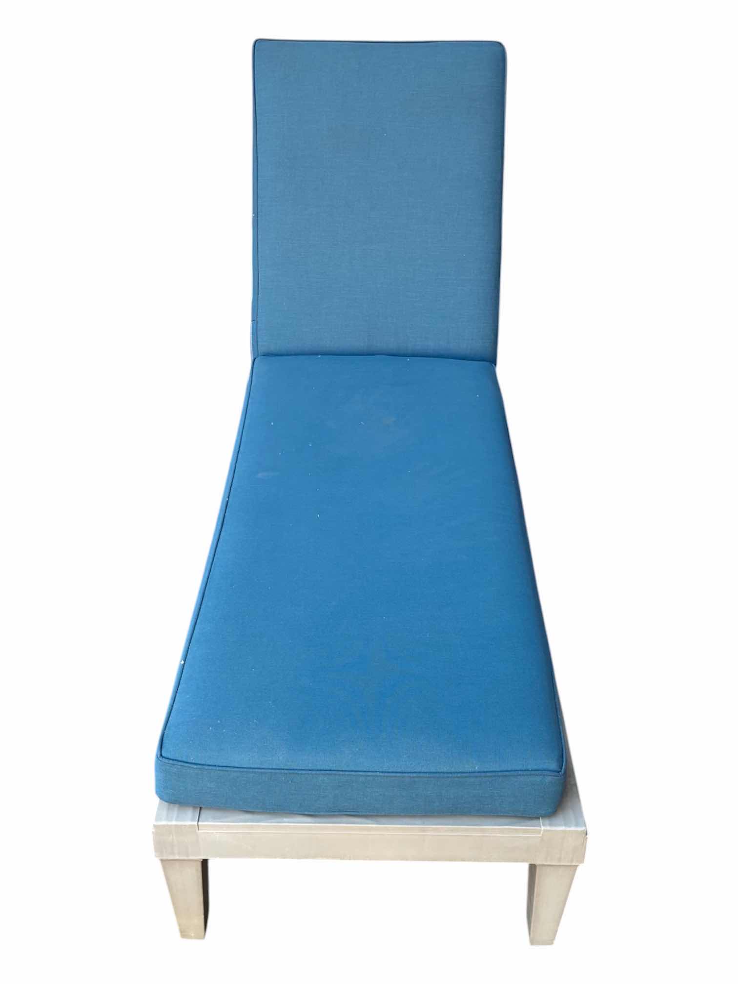Photo 1 of BLUE CUSHION PLASTIC PATIO LOUNGE CHAIR 23“ X 74“ H12“