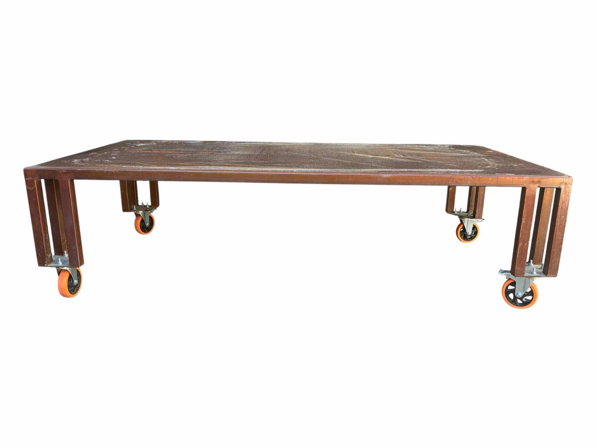 Photo 1 of WELDED STEEL ROLLING PATIO COFFEE TABLE 37” X 73.5” H21”