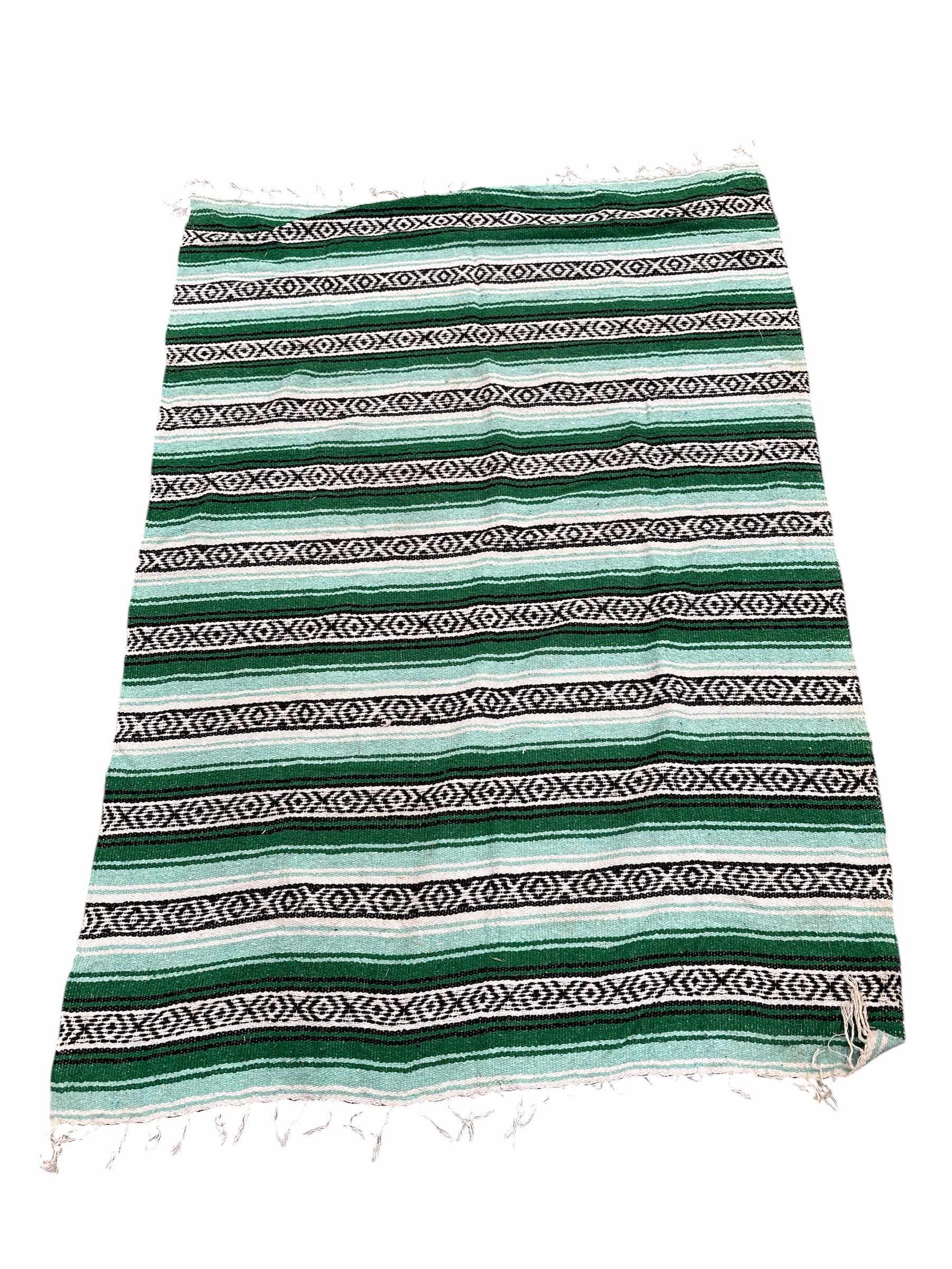 Photo 1 of (5)PCS GREEN AND PURPLE MEXICAN BLANKETS 78”X48”