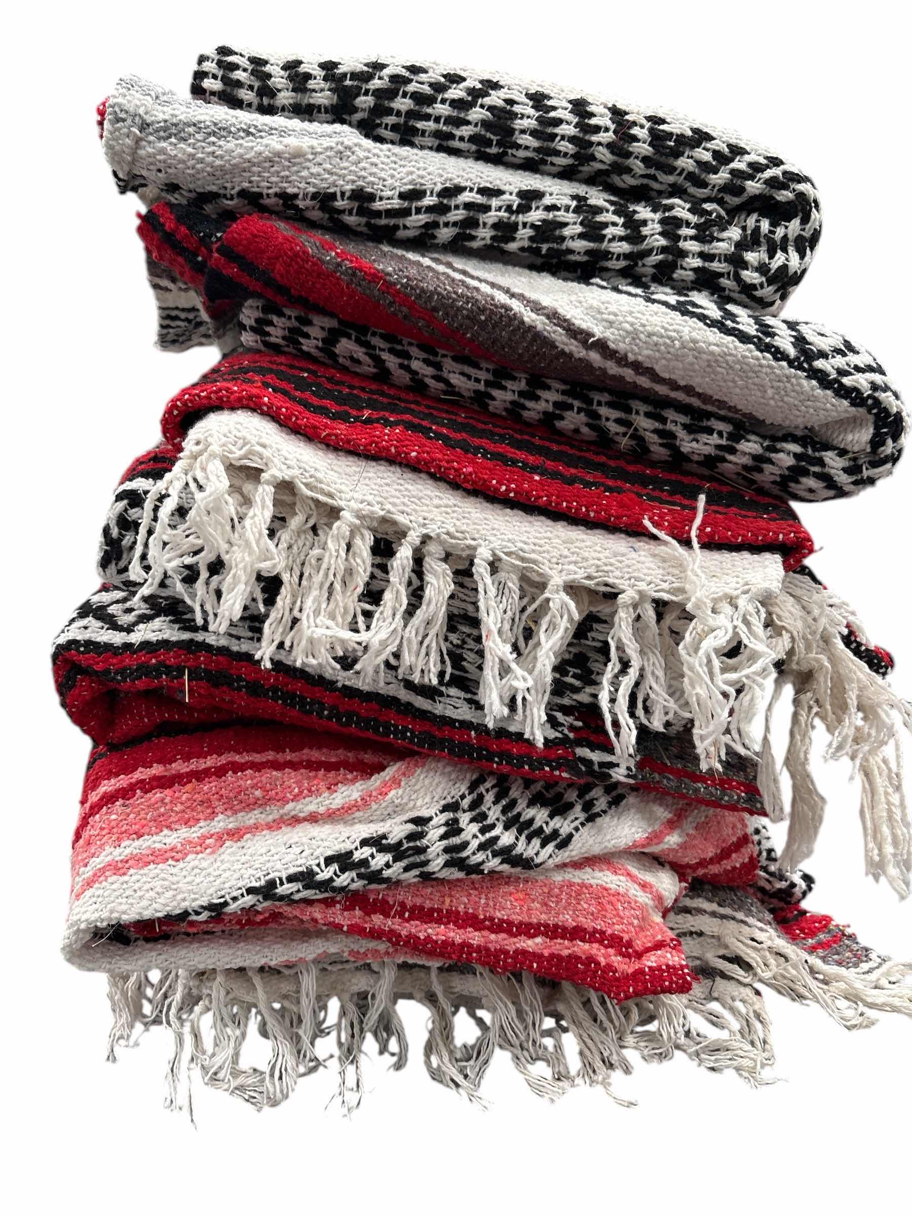 Photo 1 of (9)PCS MEXICAN BLANKETS RED 78”X48”