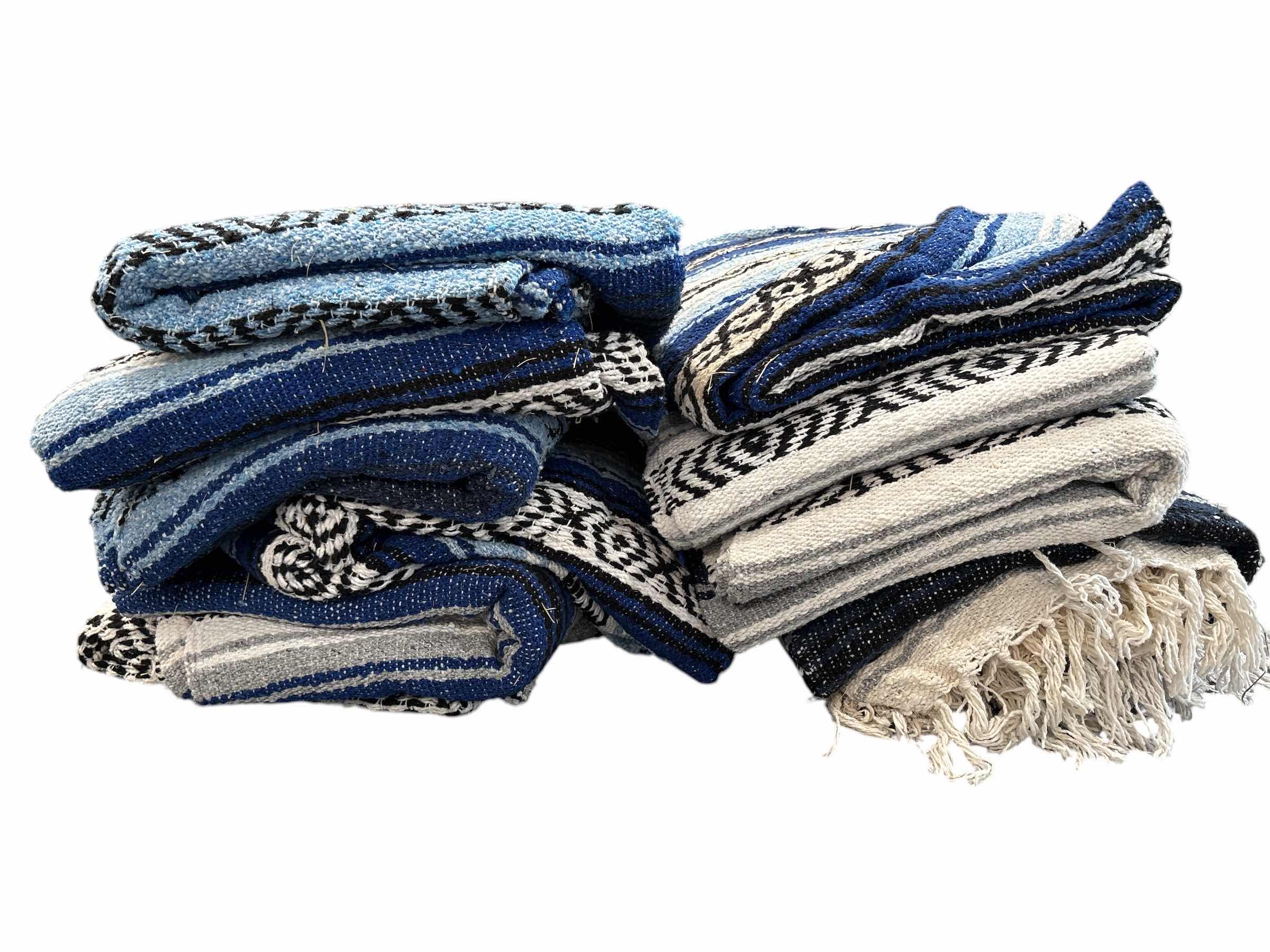 Photo 1 of (12)PCS BLUE MEXICAN BLANKETS 78”X48”