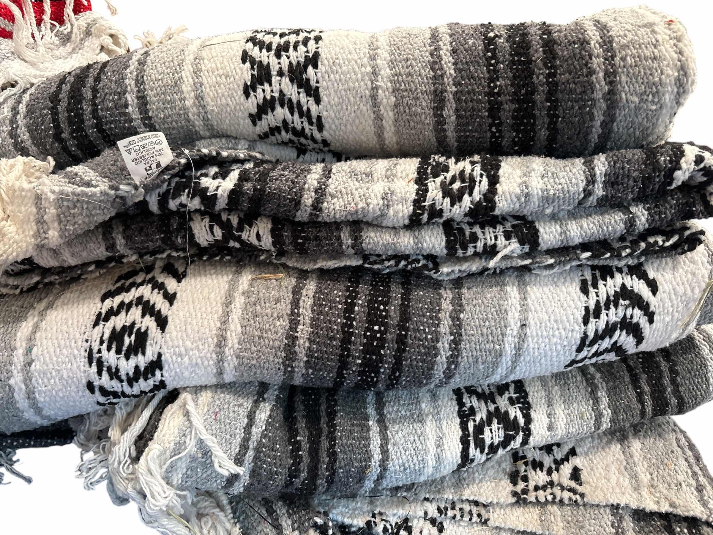 Photo 1 of (11)PCS MEXICAN BLANKETS GRAY 78”X48”