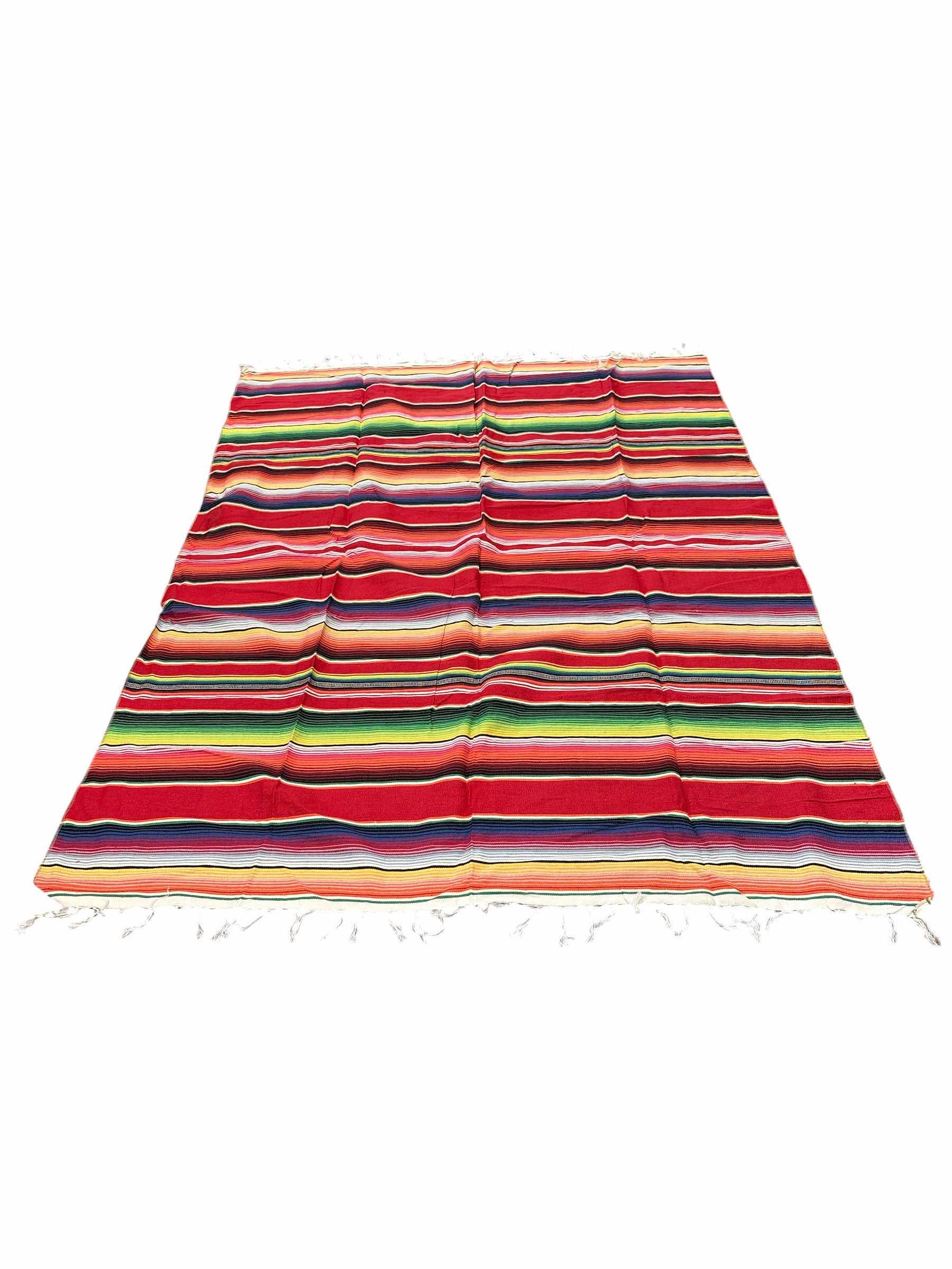Photo 1 of (2)PCS MEXICAN COLORFUL BLANKETS 78”X48”
