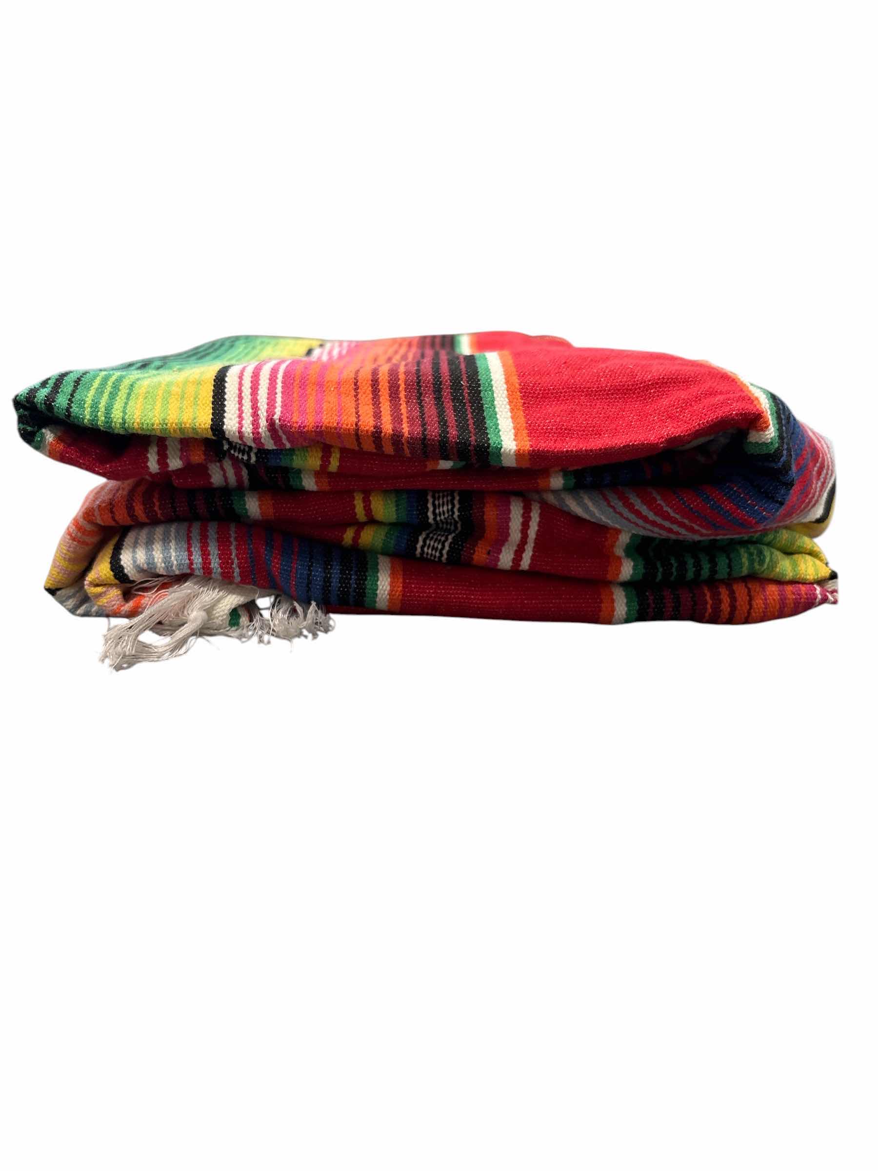 Photo 1 of (2)PCS MEXICAN COLORFUL BLANKETS 78”X48”