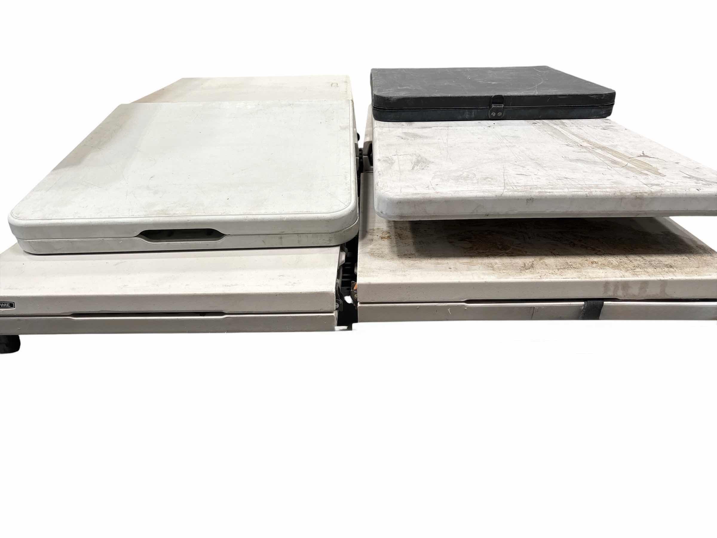 Photo 1 of (9)PCS PLASTIC FOLDING TABLES DIFFERENT SIZES