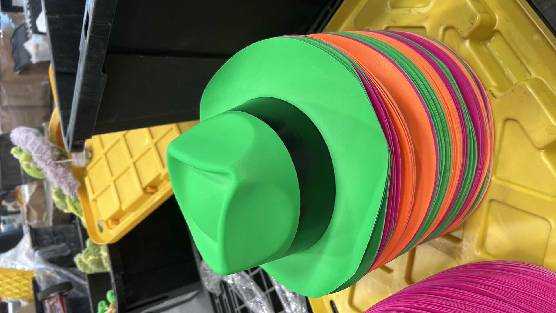Photo 1 of NEON PLASTIC GANGSTER FEDORA PARTY HATS