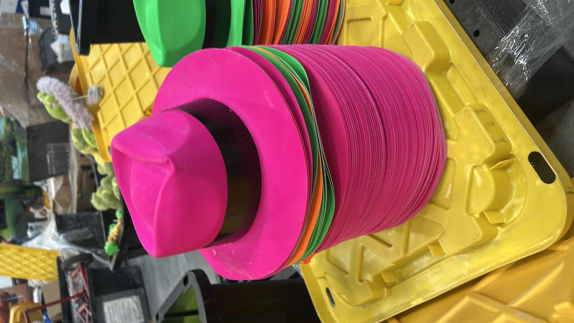 Photo 1 of NEON PLASTIC GANGSTER FEDORA PARTY HATS