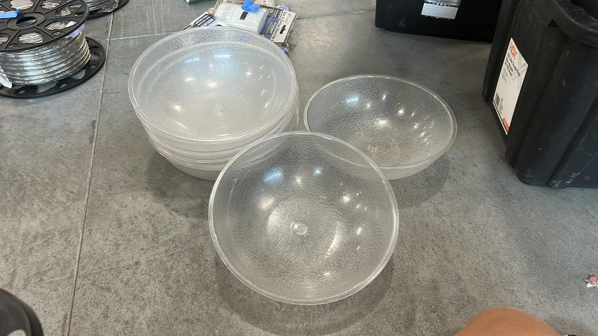 Photo 1 of CLEAR POLYCARBONATE PEBBLED BOWLS USED FOR SERVING SALADS, SNACKS, OR DESSERTS.