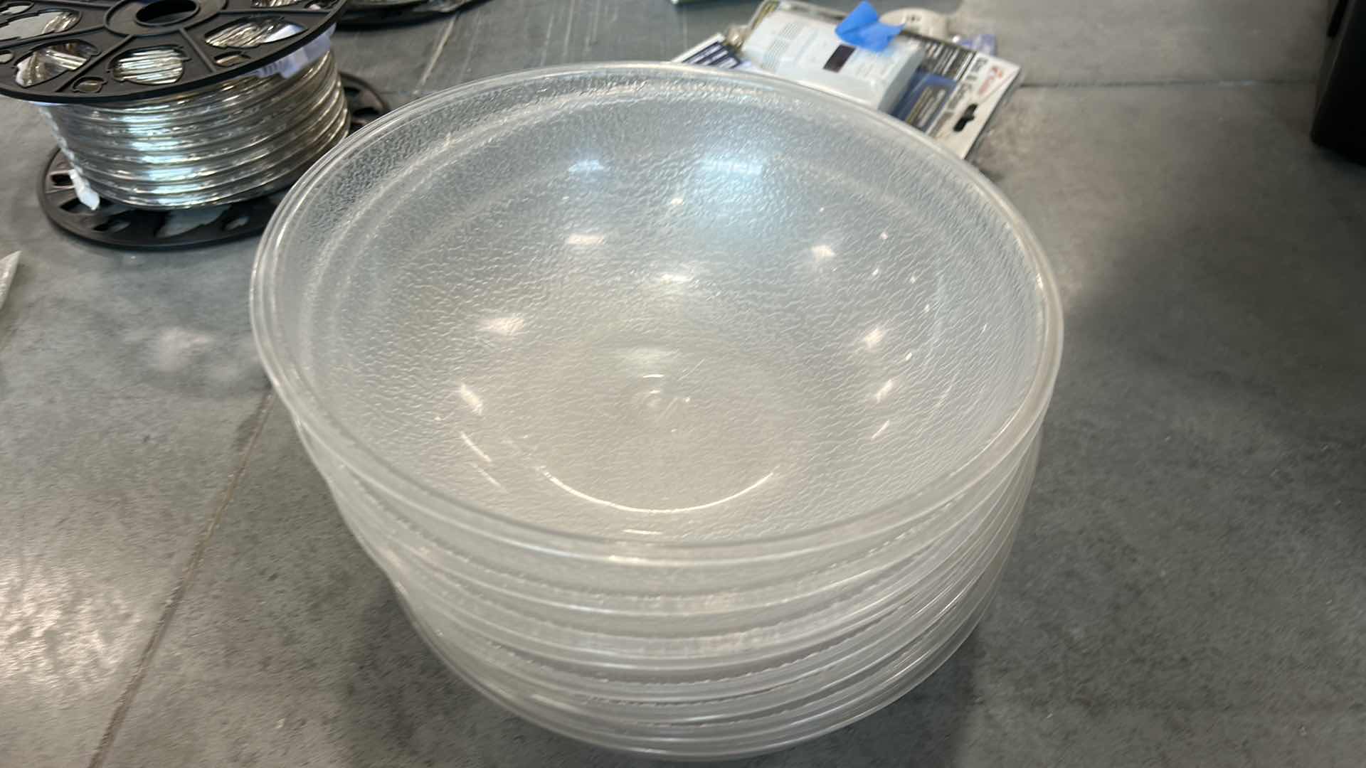 Photo 1 of CLEAR POLYCARBONATE PEBBLED BOWLS USED FOR SERVING SALADS, SNACKS, OR DESSERTS.