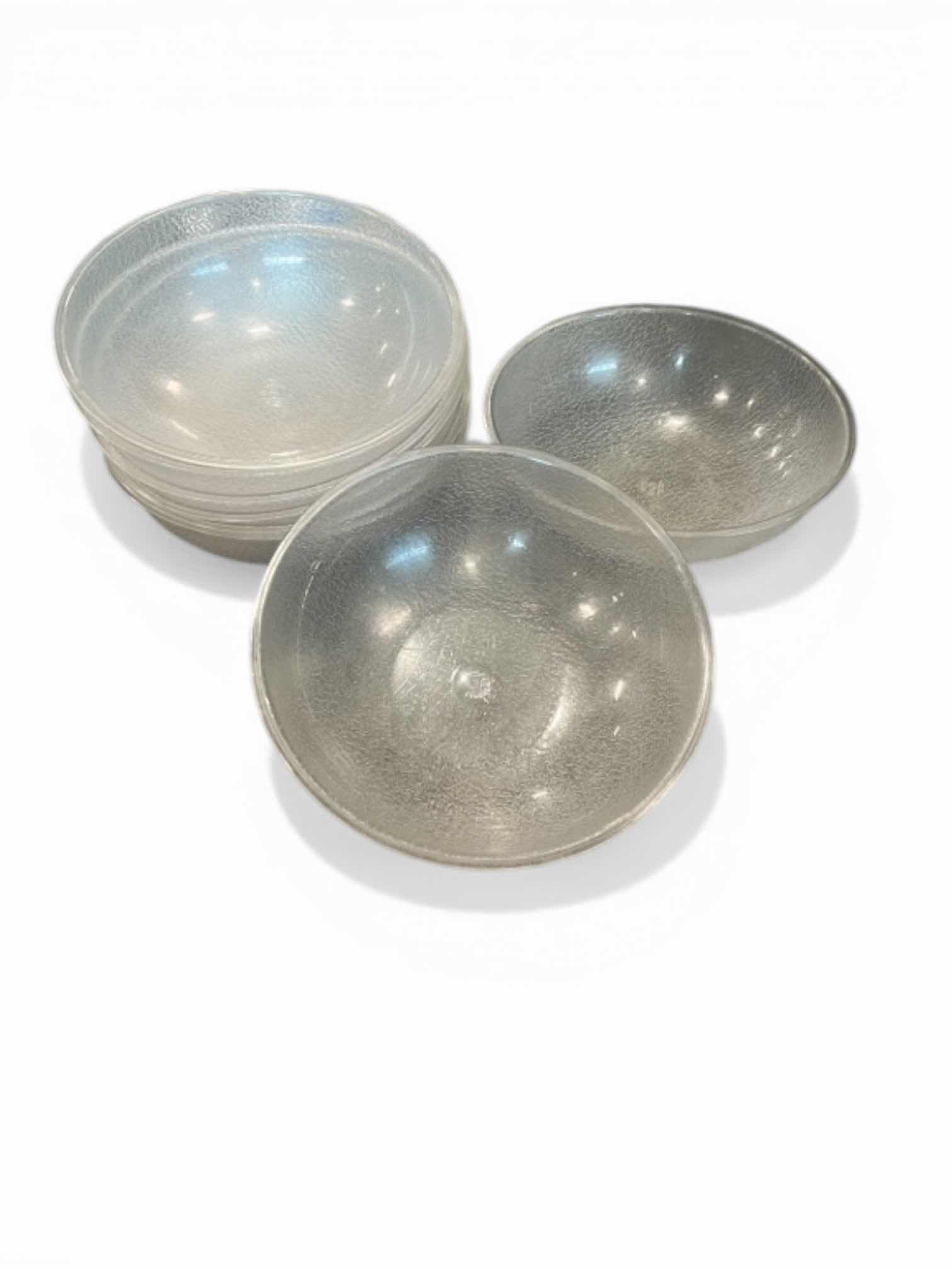Photo 1 of CLEAR POLYCARBONATE PEBBLED BOWLS USED FOR SERVING SALADS, SNACKS, OR DESSERTS.