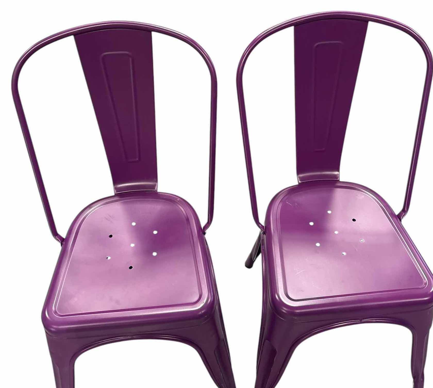 Photo 1 of (2)PCS- INDUSTRIAL DINING CHAIR PURPLE SEAT H17.5” OVERALL H33”