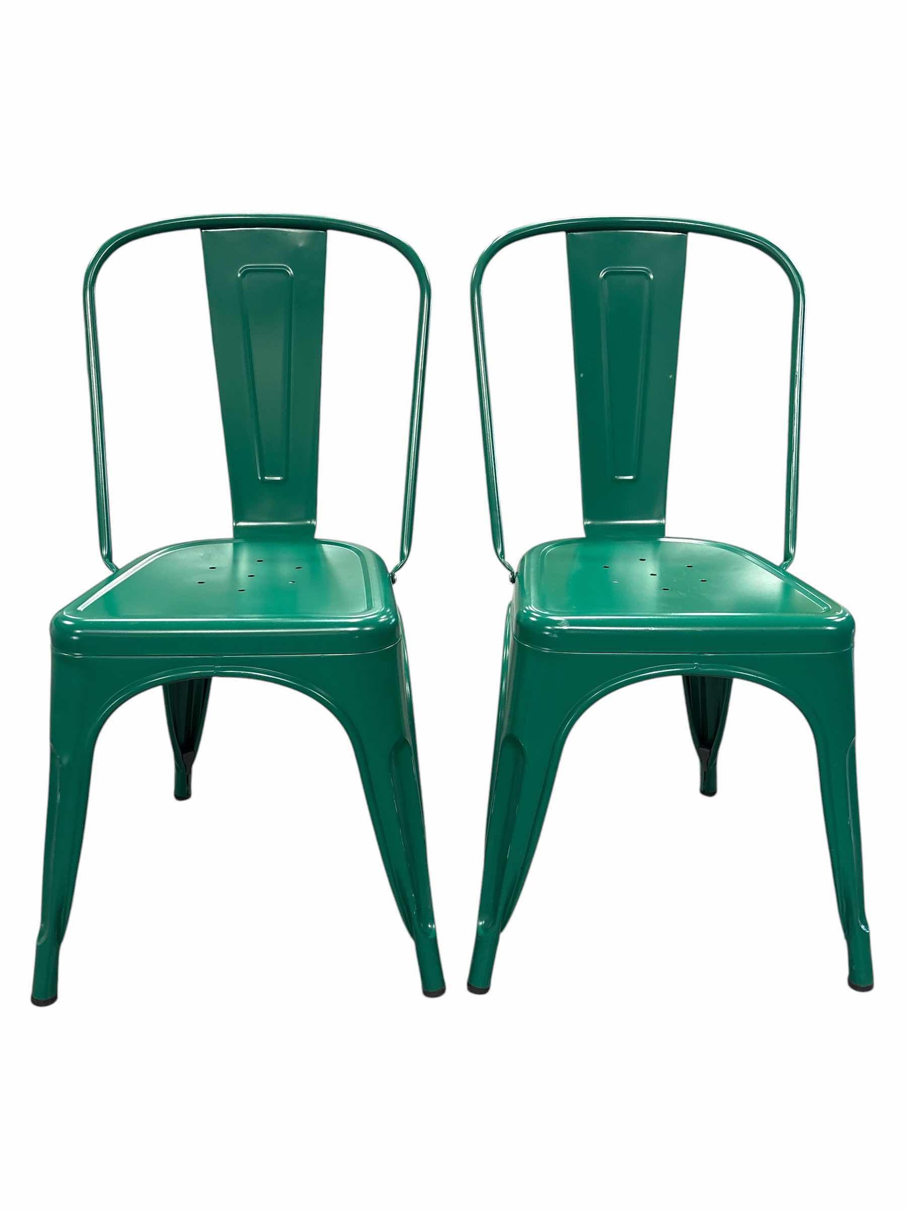 Photo 1 of (2)PCS- INDUSTRIAL DINING CHAIR GREEN SEAT H17.5” OVERALL H33”