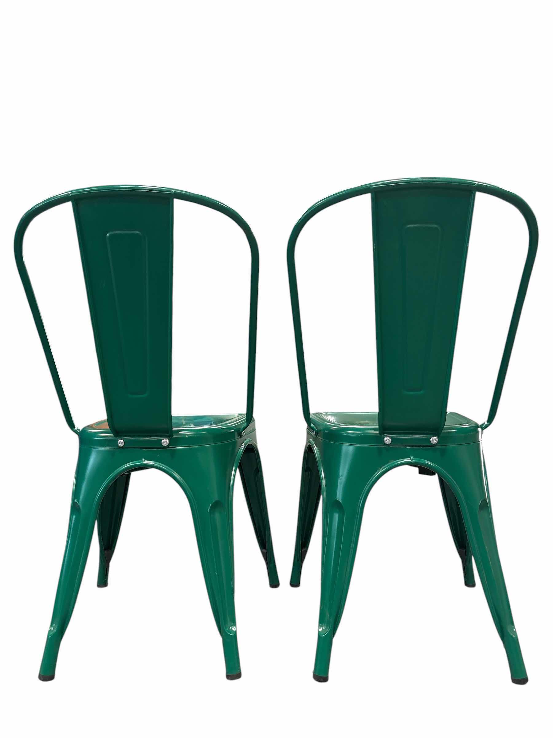 Photo 1 of (2)PCS- INDUSTRIAL DINING CHAIR GREEN SEAT H17.5” OVERALL H33”