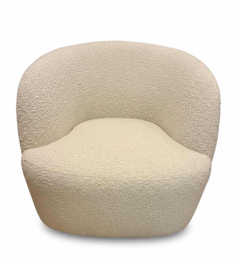 Photo 1 of GWYNETH CHIC PLUSH IVORY BOUCLE SWIVEL CHAIR