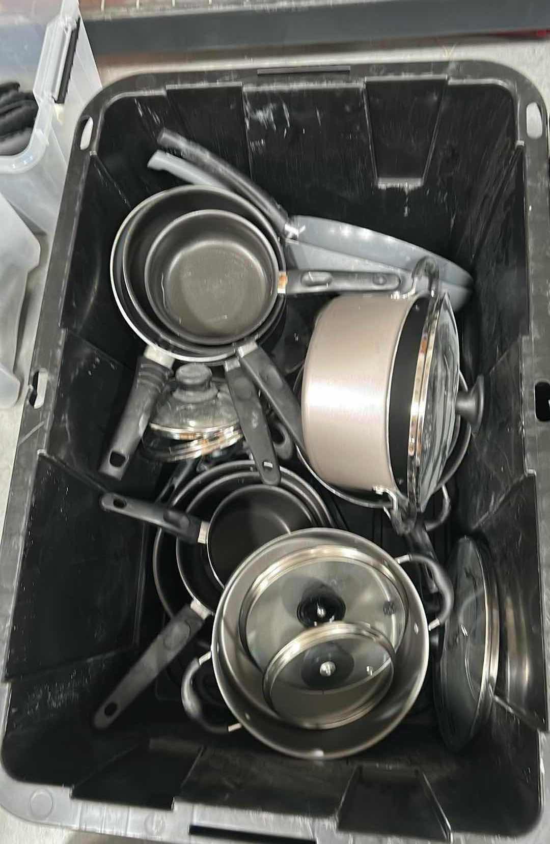 Photo 1 of 2- CONTENTS OF CONTAINERS POTS PANS LIDS