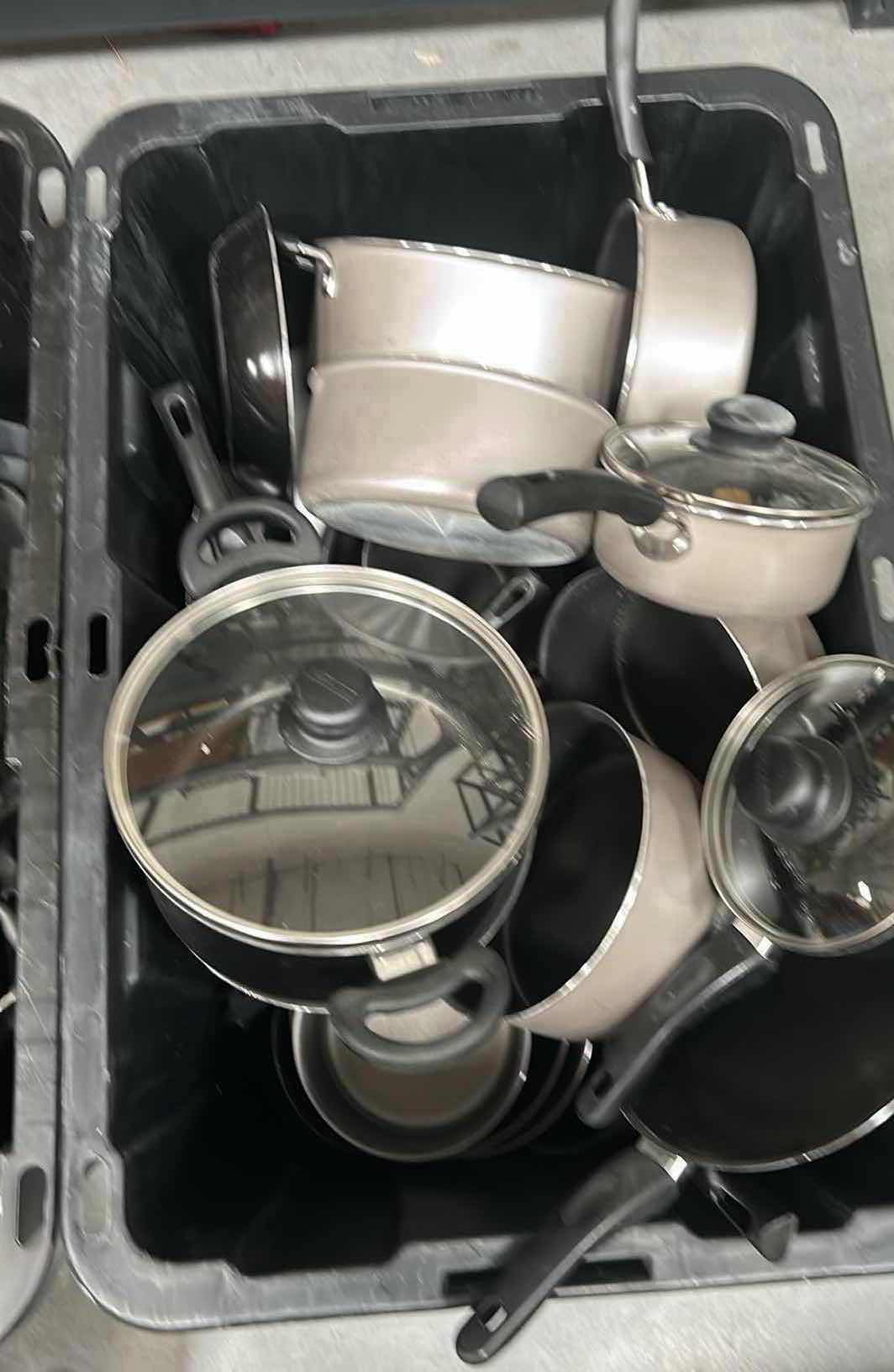 Photo 1 of 2- CONTENTS OF CONTAINERS POTS PANS LIDS