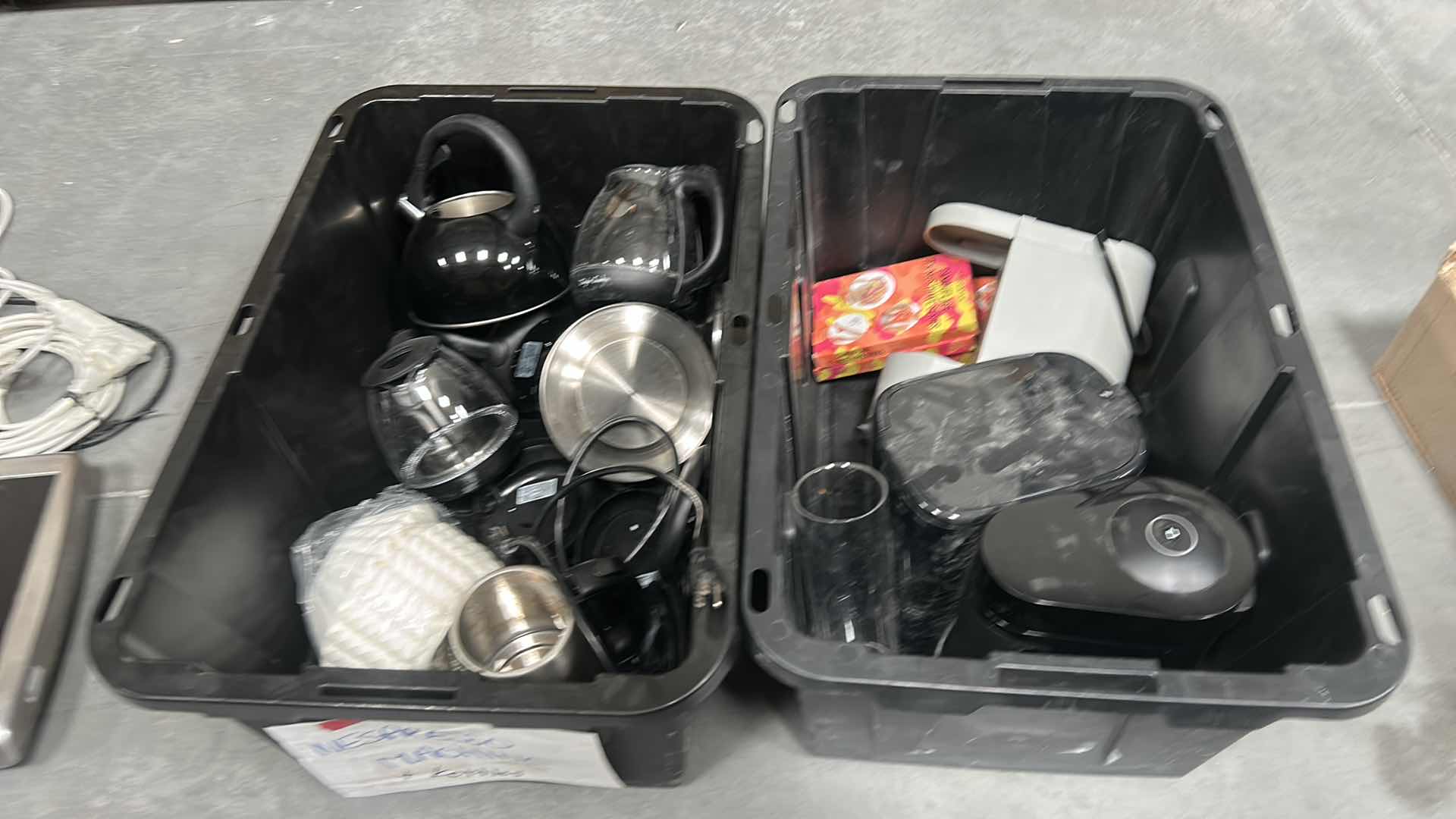 Photo 1 of 2 TOTES OF COFFEE POTS AND COFFEE MAKERS
