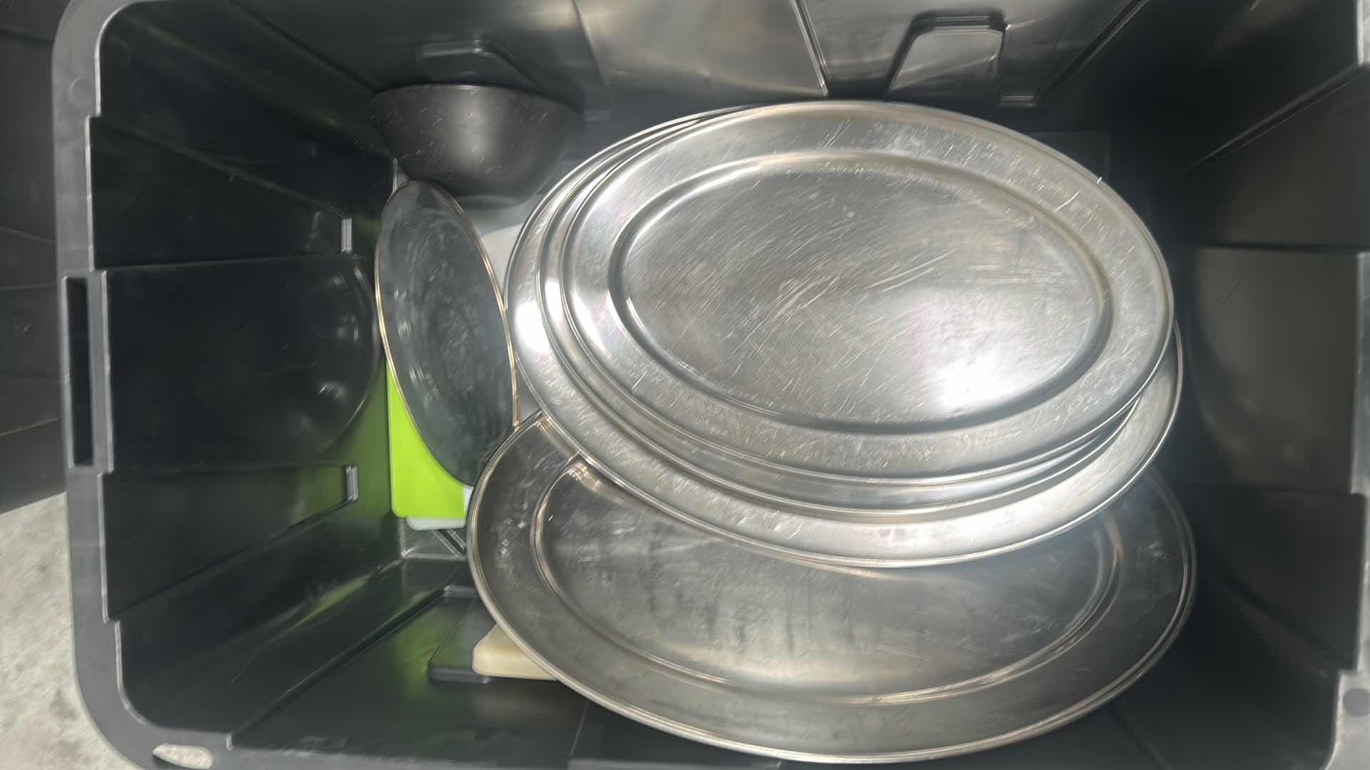 Photo 1 of CONTENTS OF CONTAINER SILVER SERVING TRAYS CUTTING BOARDS