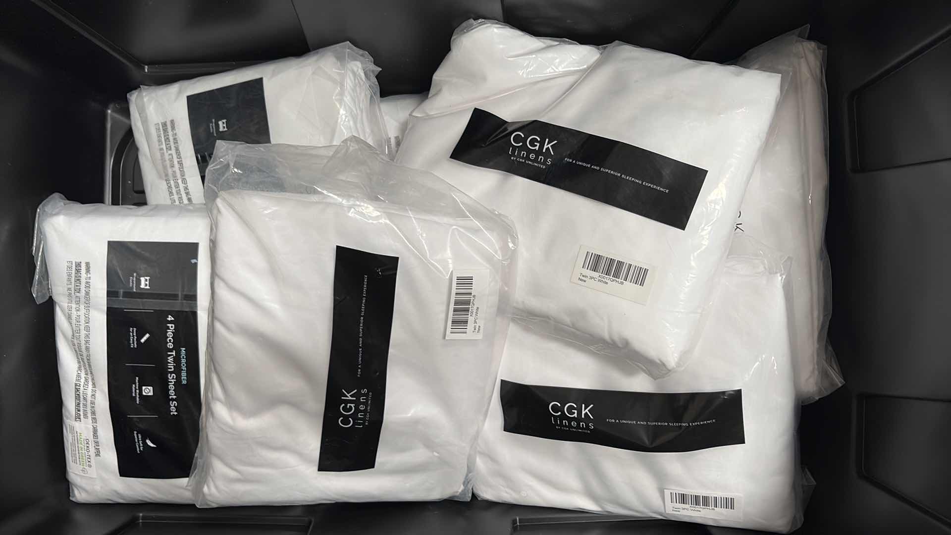 Photo 1 of CONTAINER OF CKG LINENS-TWIN SIZE