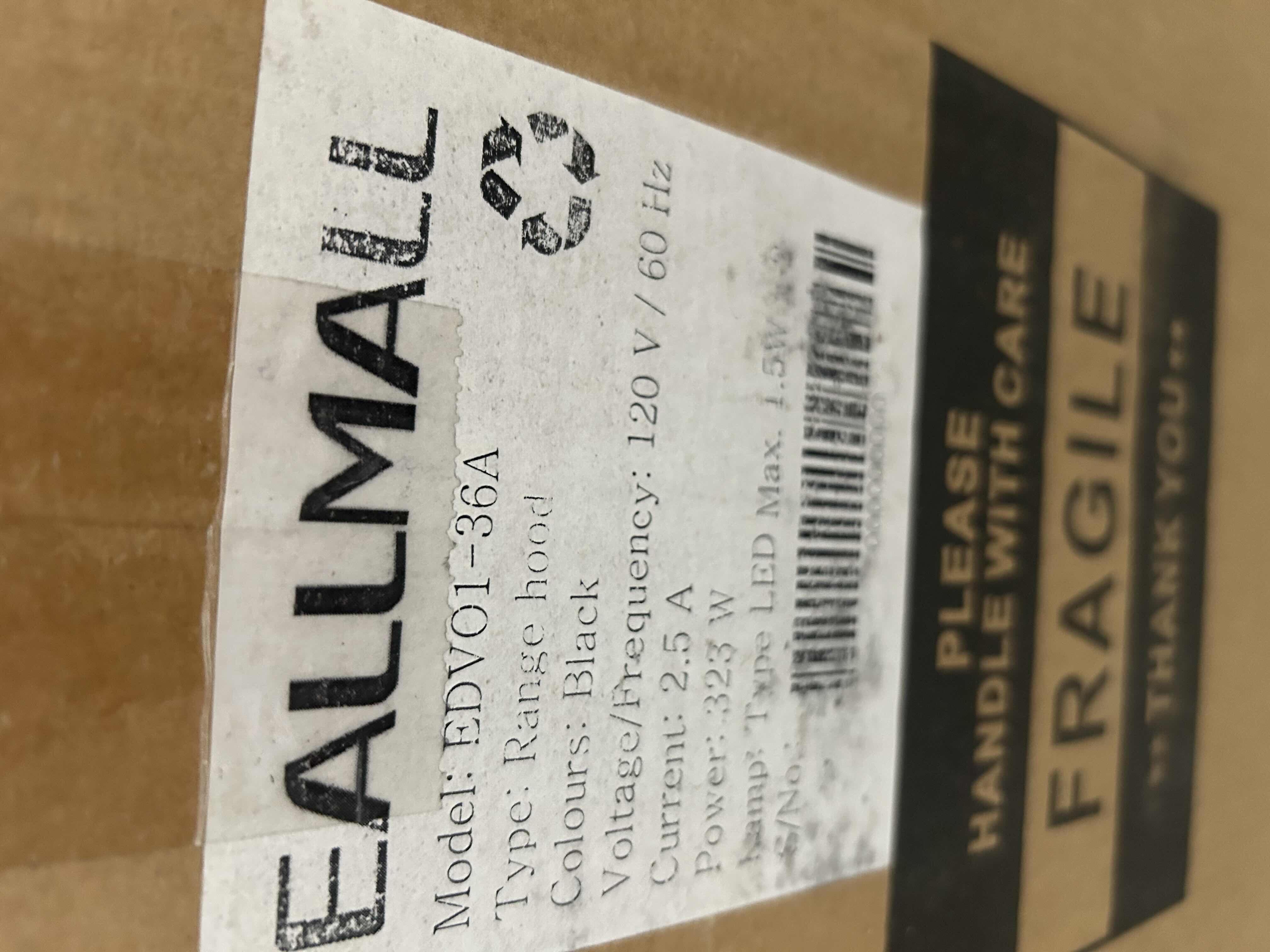 Photo 1 of NIB EALLMALL I36-A BLACK RANGE HOOD