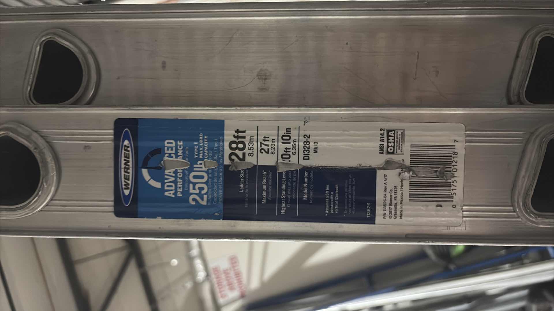 Photo 1 of 28' WERNER  ALUMINUM EXTENSION LADDER 