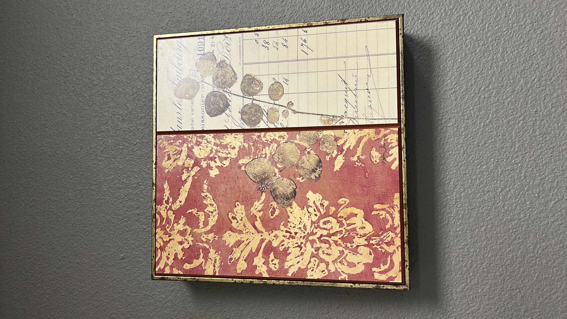 Photo 1 of 3- WALL DECOR LEAF ARTWORK 12” x 12”