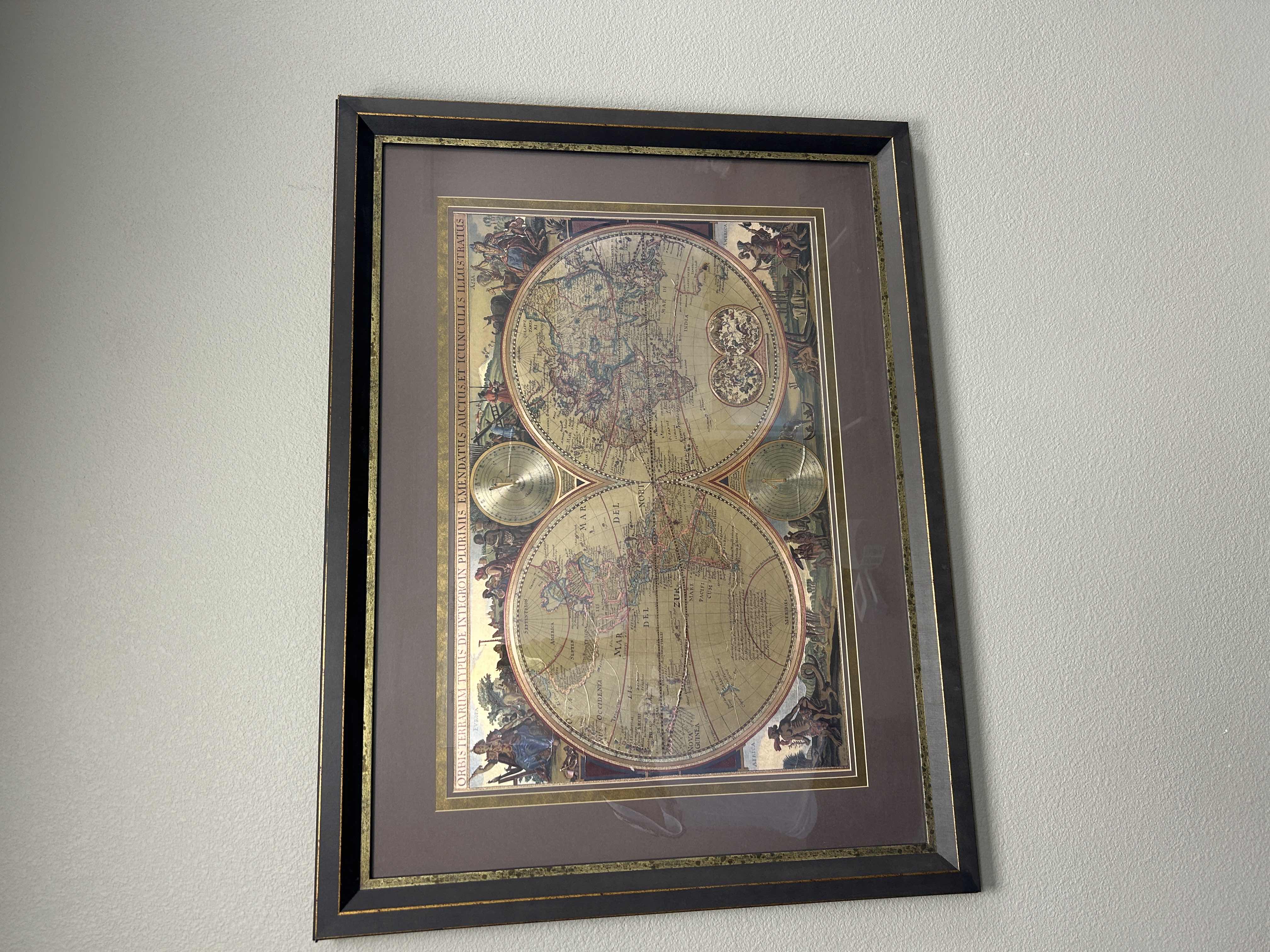 Photo 1 of FRAMED WORLD MAP ARTWORK 42“ x H32“