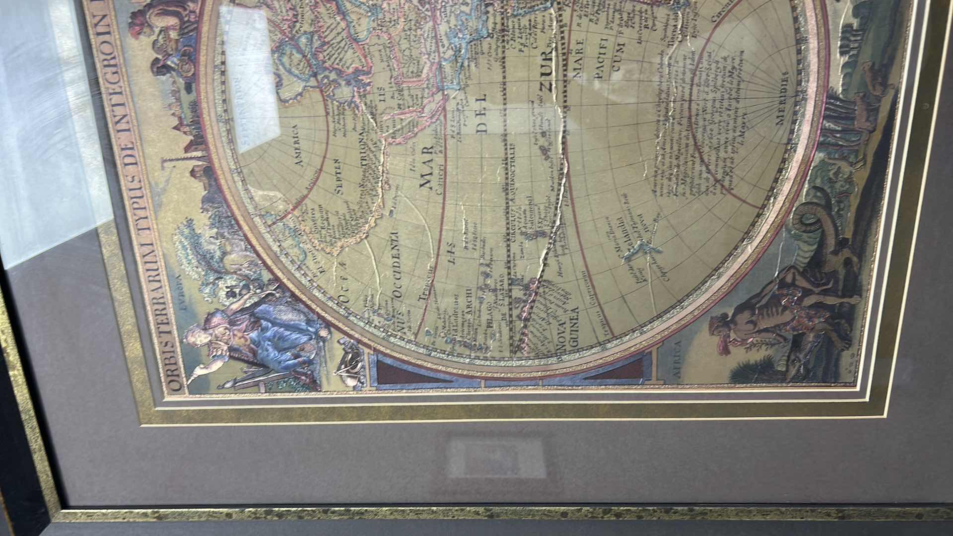 Photo 1 of FRAMED WORLD MAP ARTWORK 42“ x H32“