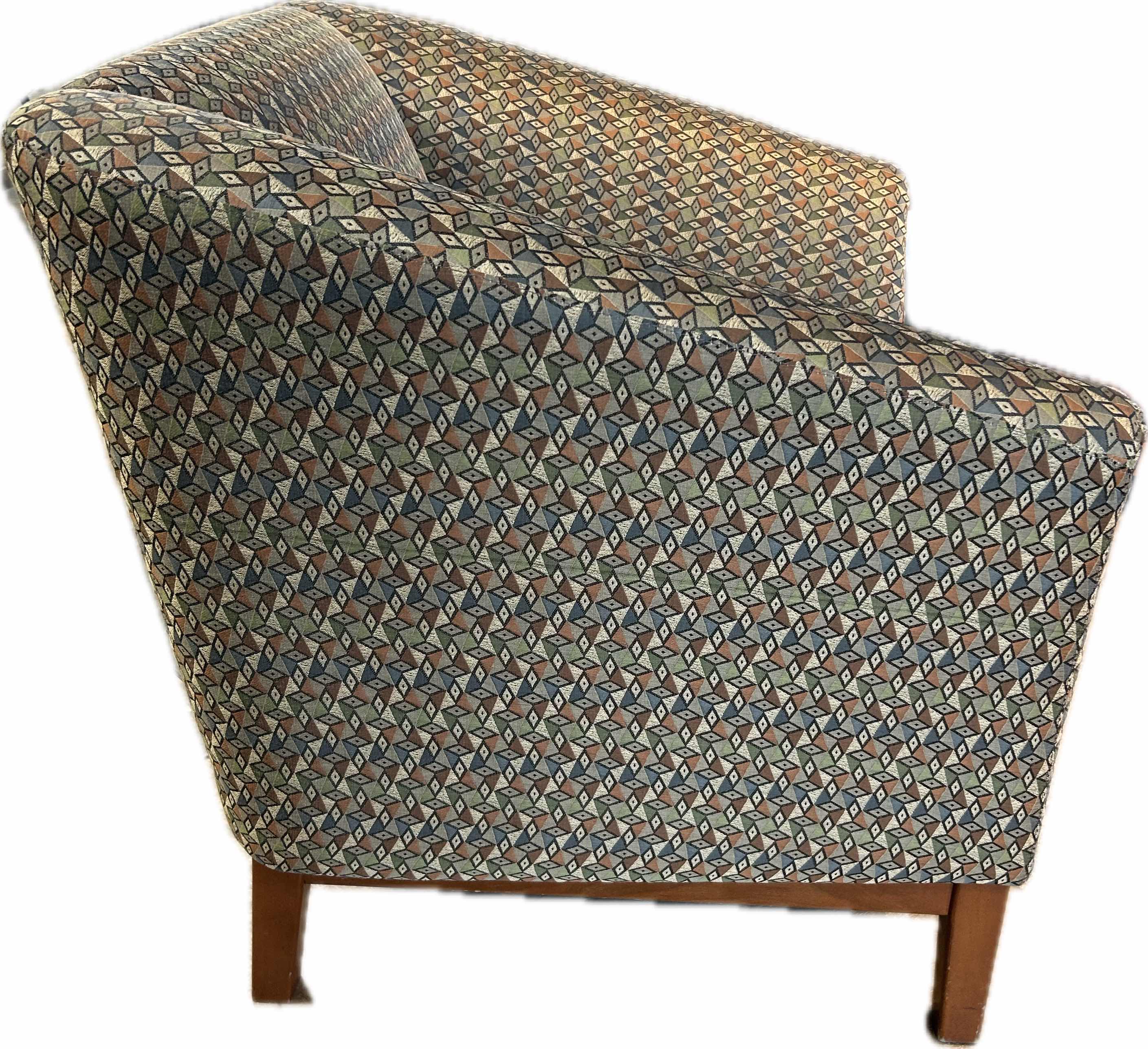 Photo 1 of MODERN ACCENT CHAIR W SOLID WOOD FRAME & GEOMETRIC PRINT FABRIC