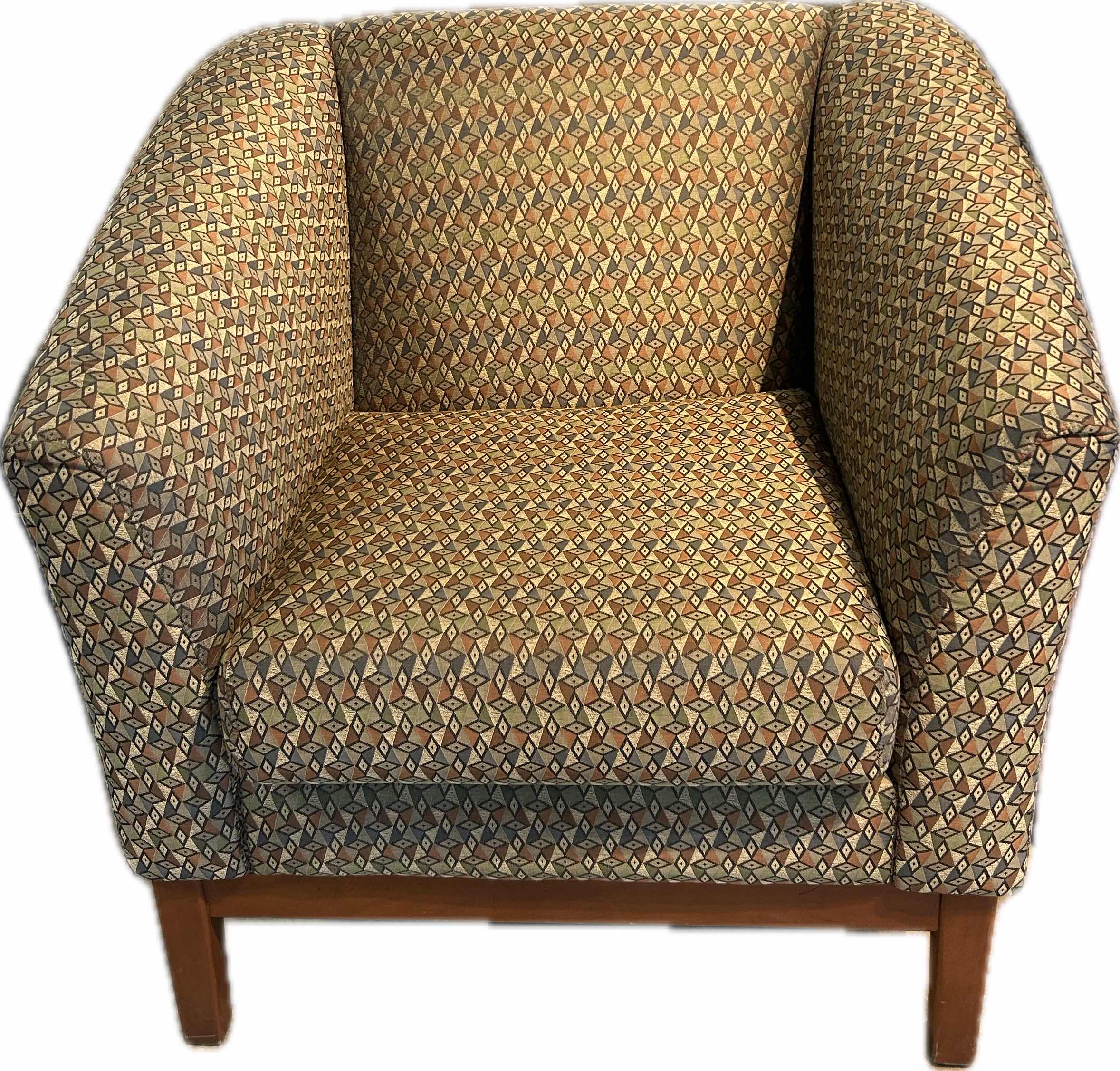Photo 1 of MODERN ACCENT CHAIR W SOLID WOOD FRAME & GEOMETRIC PRINT FABRIC