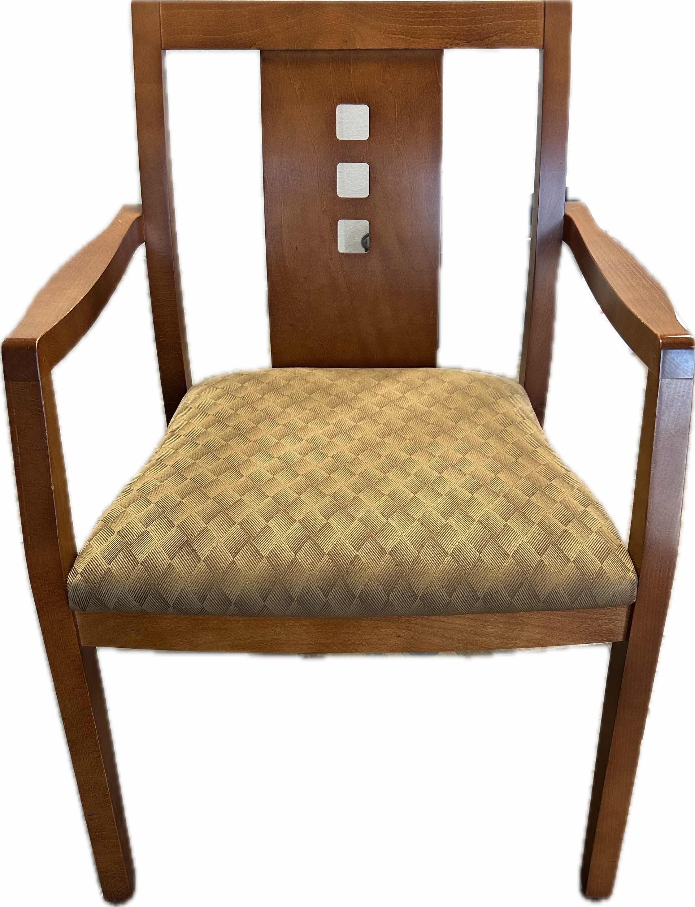Photo 1 of WALNUT ARM OFFICE CHAIR W BROWN FABRIC SEAT