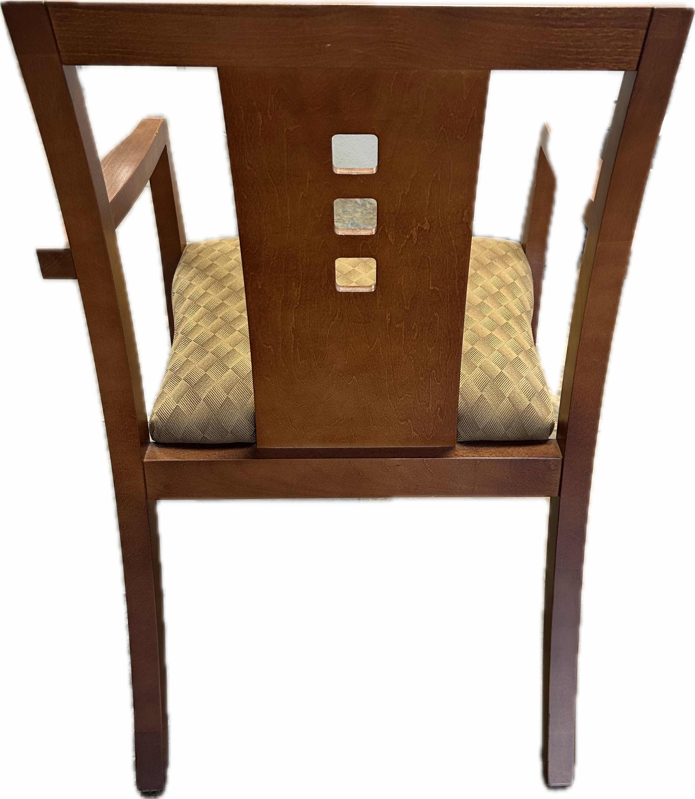 Photo 1 of WALNUT ARM OFFICE CHAIR W BROWN FABRIC SEAT