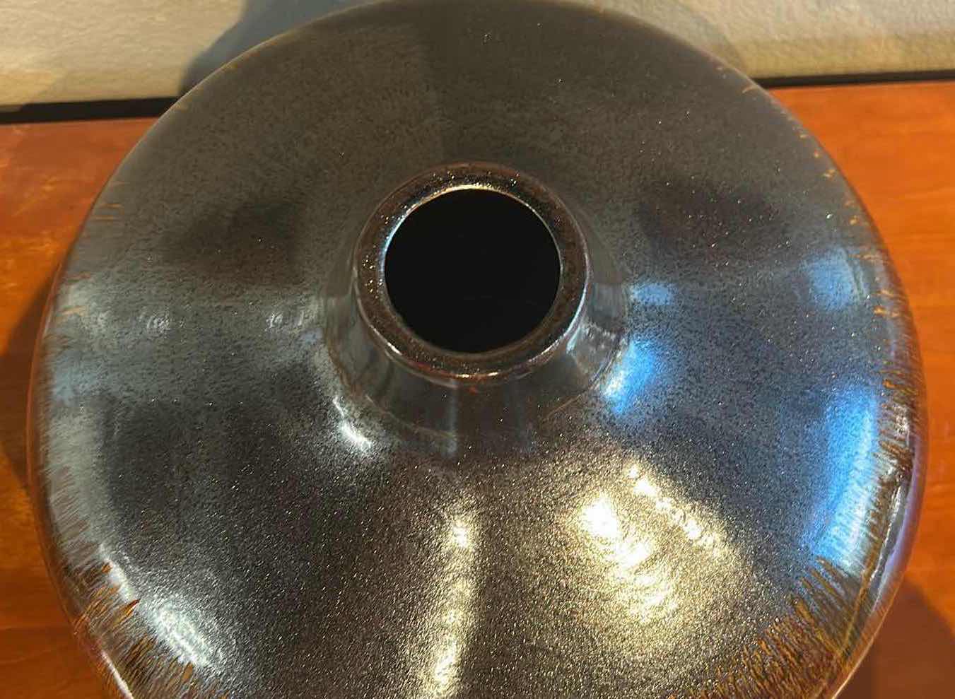 Photo 1 of BROWN CERAMIC VINTAGE STUDIO ART POTTERY VASE  D  16"