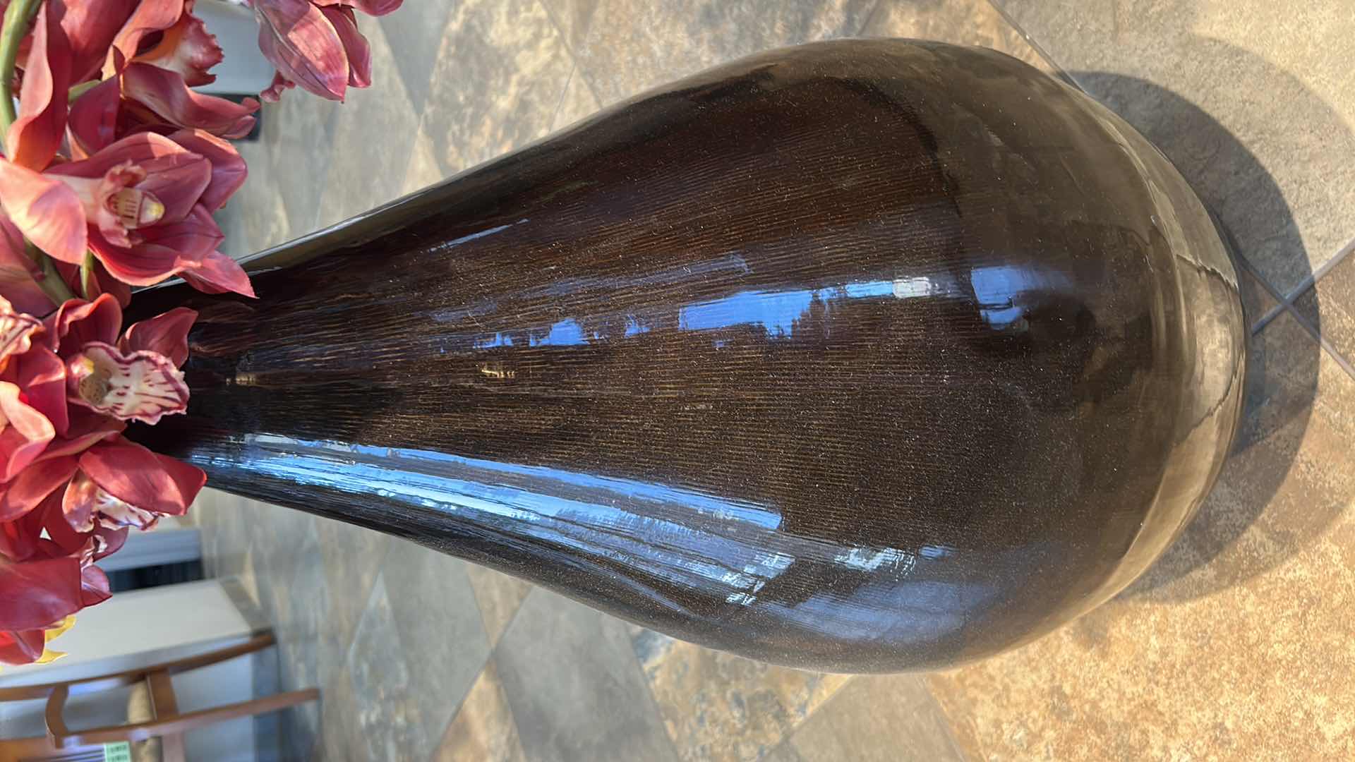 Photo 1 of BROWN CERAMIC VASE FAUX FLOWERS H 52"