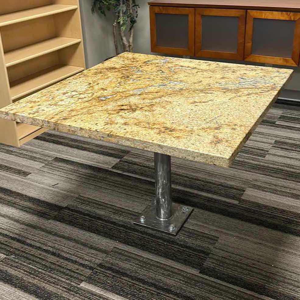 Photo 1 of METAL BASE GRANITE TOP TABLE 42“ x 42“ x H30 1/2“