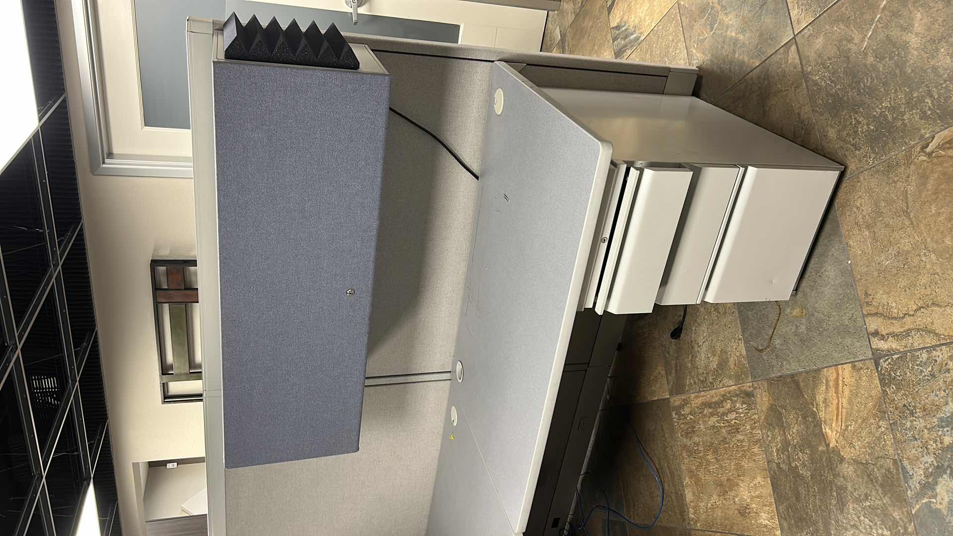 Photo 1 of CUBICLE WORKSTATION W DESK & FILE CABINETS (PANEL SIZES 4’ X 64”)
