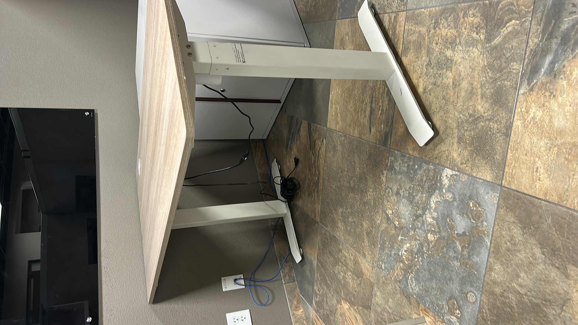 Photo 1 of ADJUSTABLE HEIGHT METAL BASE SIT STAND DESK/TABLE WITH WOOD TOP 55” x 27 1/2” x 30”