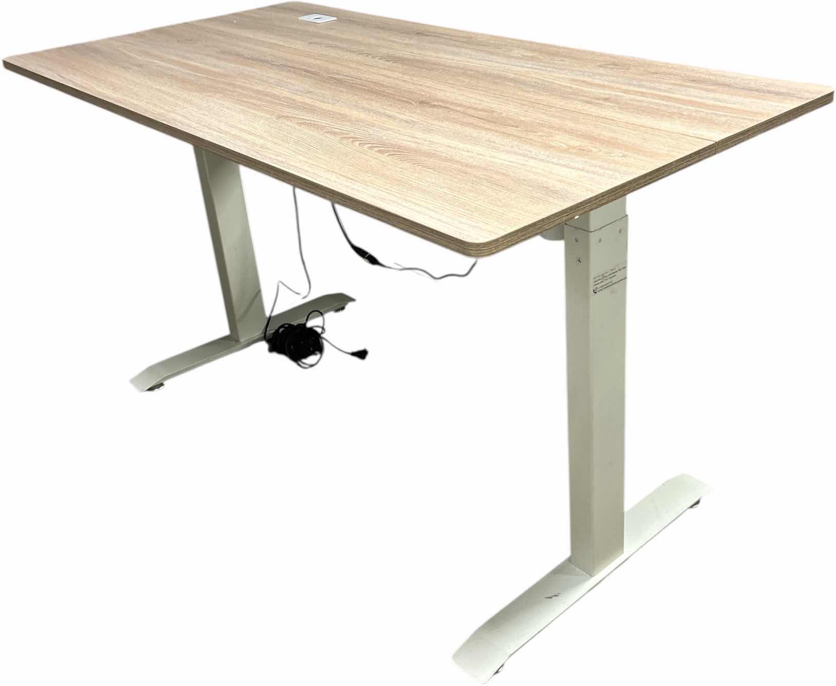 Photo 1 of ADJUSTABLE HEIGHT METAL BASE SIT STAND DESK/TABLE WITH WOOD TOP 55” x 27 1/2” x 30”