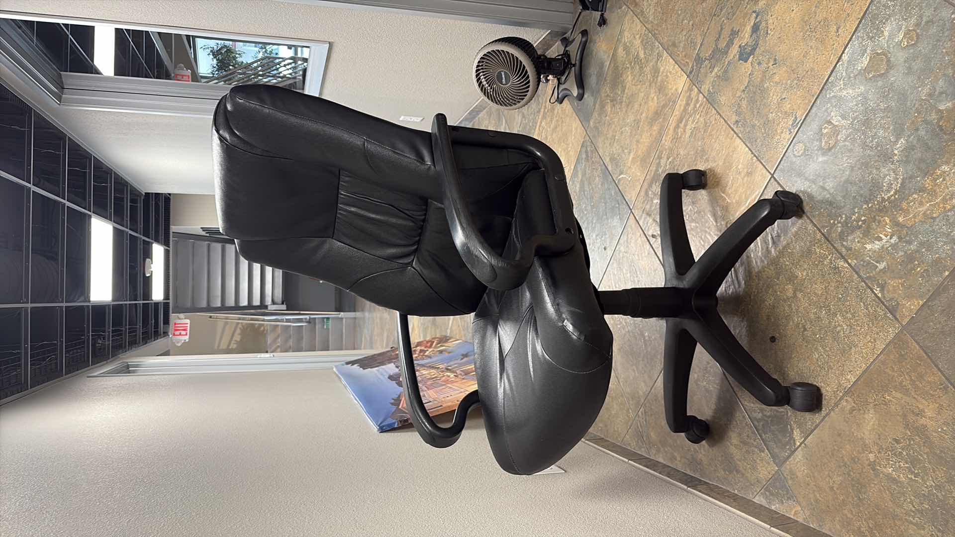 Photo 1 of BLACK FAUX LEATHER EXECUTIVE ROLLING OFFICE CHAIR